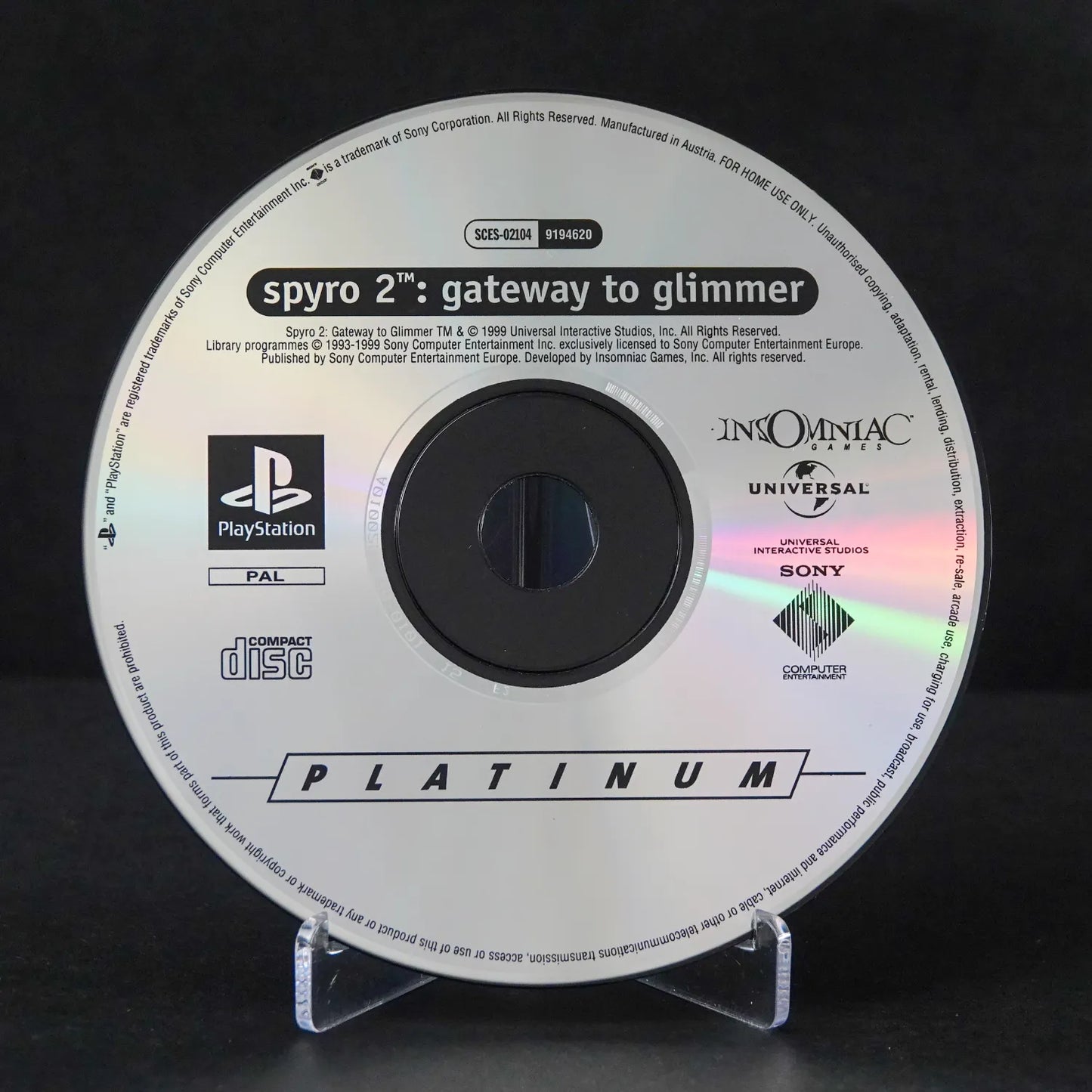 Spyro 2: Gateway to Glimmer - Playsation PS1 Platinum - CiB - Deutsch Gebraucht