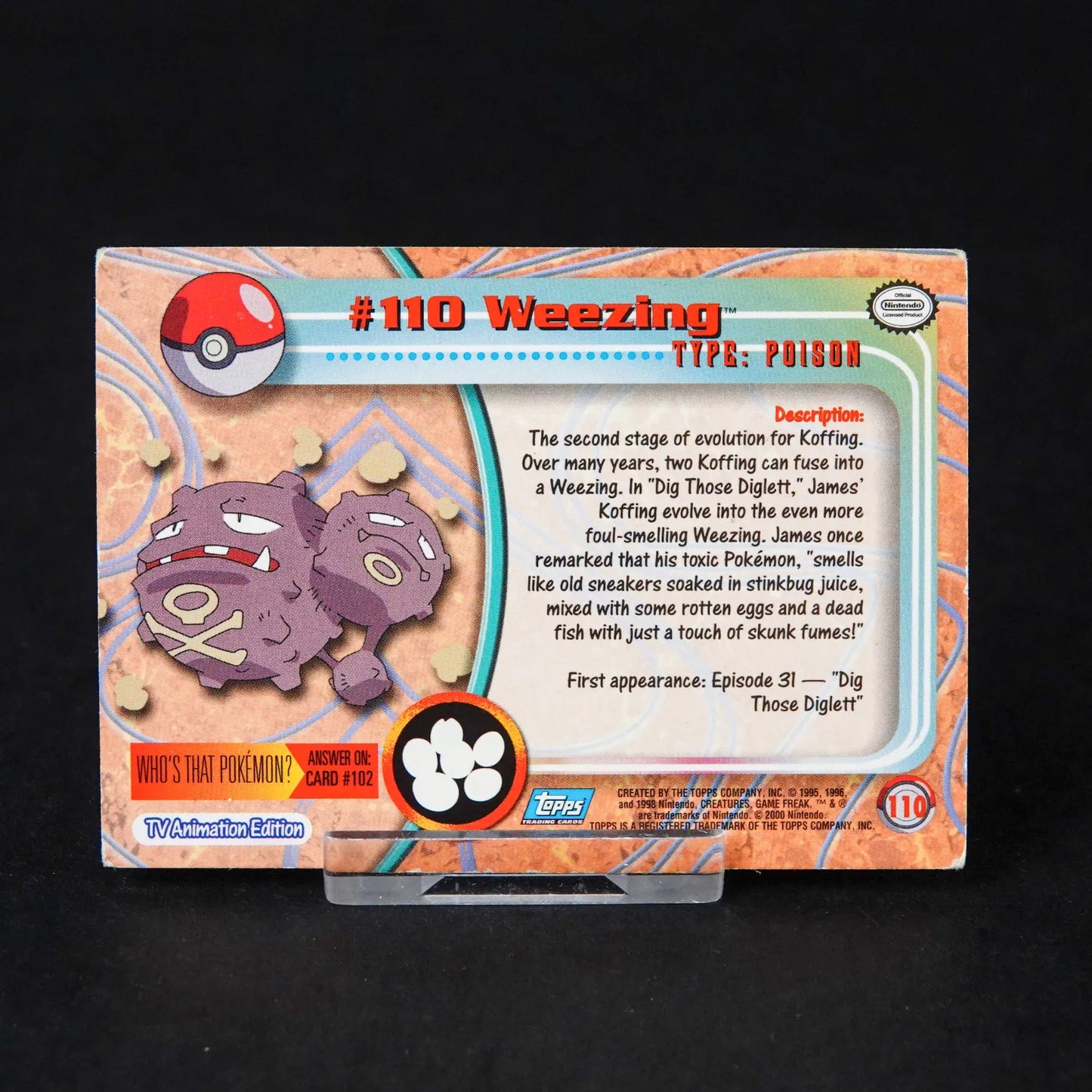 Pokémon topps TCG - TV Animation Edition - #100 Weezing - Englisch - EX