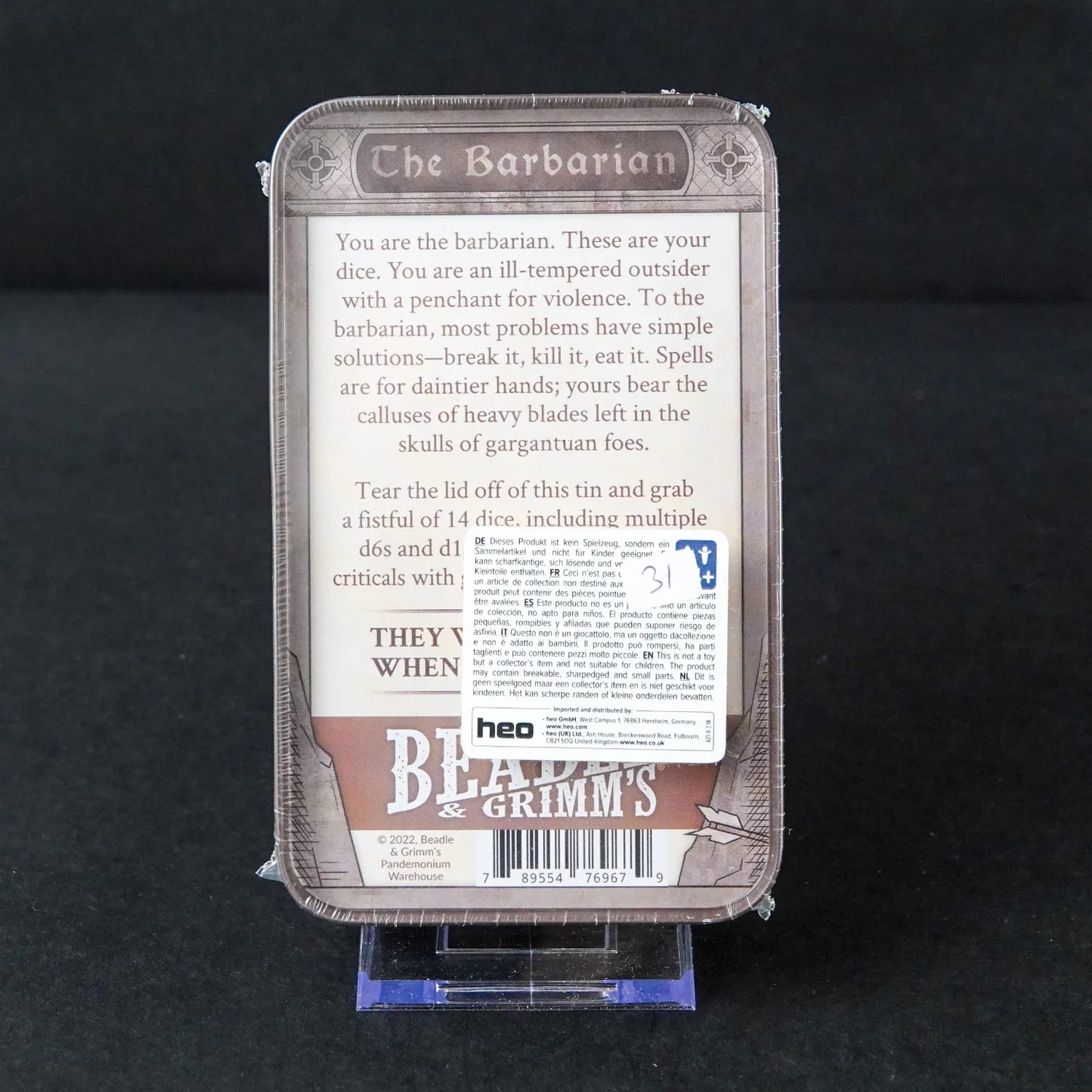 Beadle & Grimm's Pen and Paper Rollenspiel-Helden Würfelset - The Barbarian