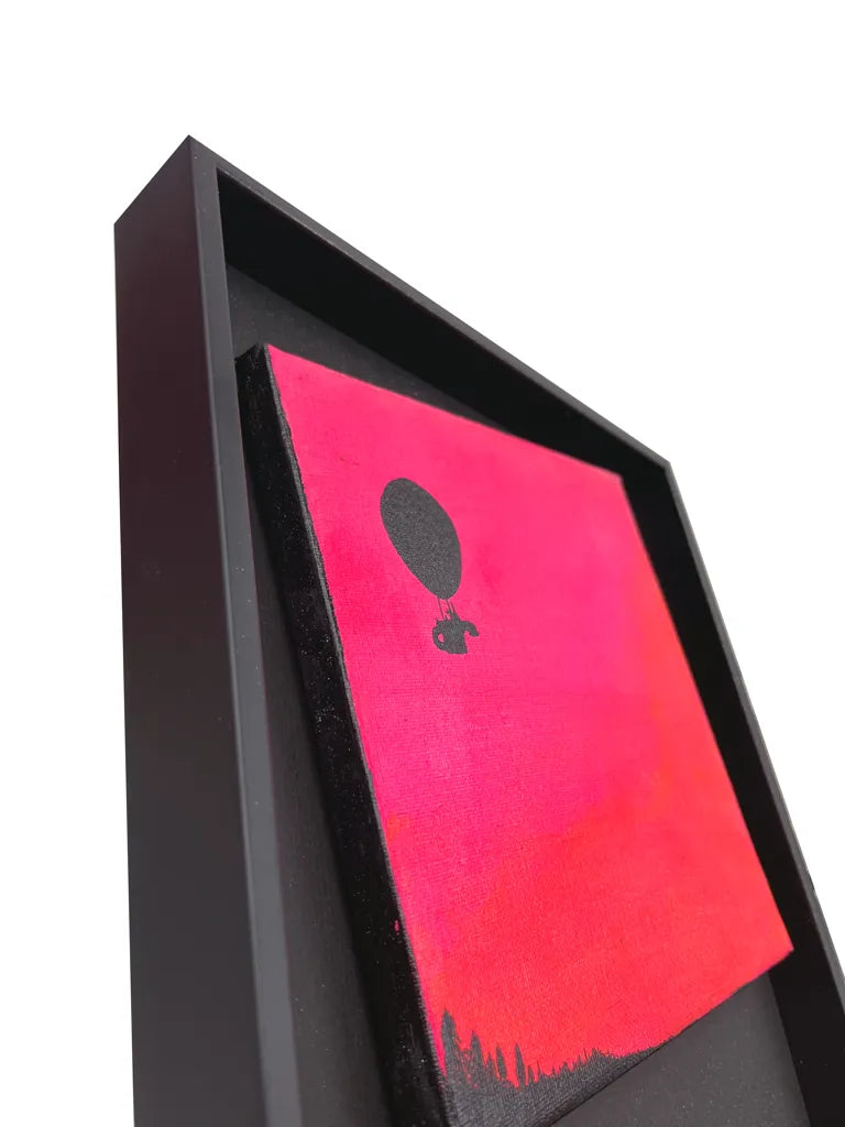 Freude teilen von Ventus - Mischtechnik auf Karton - In Schattenfugen Rahmen