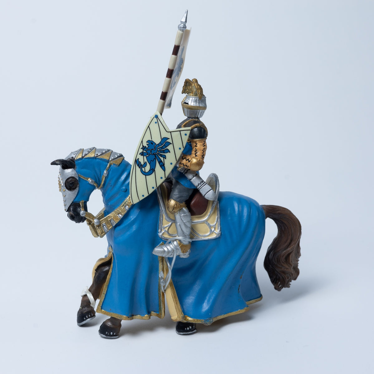 Bully / Bullyland Ritter mit Pferd - Mittelalter Bannerträger - Zustand Sehr Gut