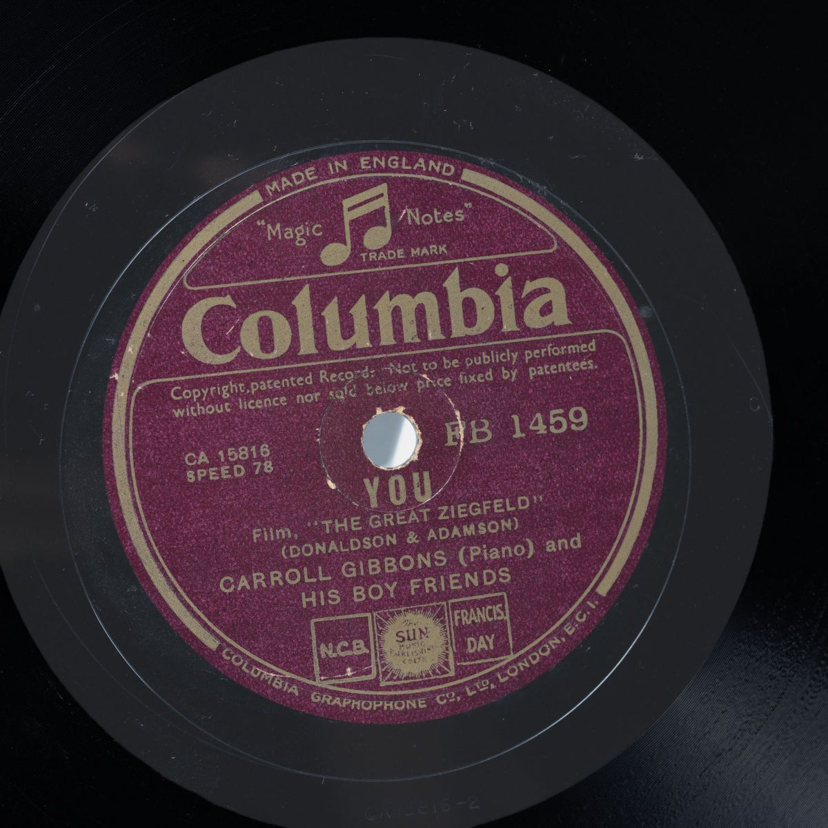 Carroll Gibbons & - You / You Never Looked So Beautiful - Shellack Platte - VG