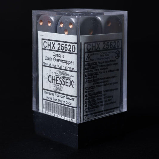 chessex-wuerfel-set-12-stueck-25620-w6-dark-grey-copper-1 - Utopia Collectibles