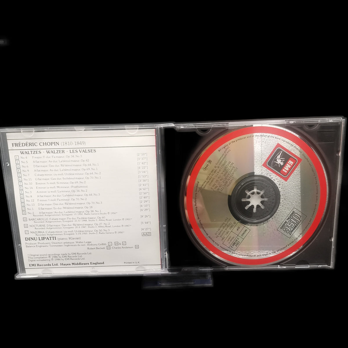 Dinu Lipatti - Chopin Waltzes - 1986 Audio CD - Klassik Album - Gebraucht
