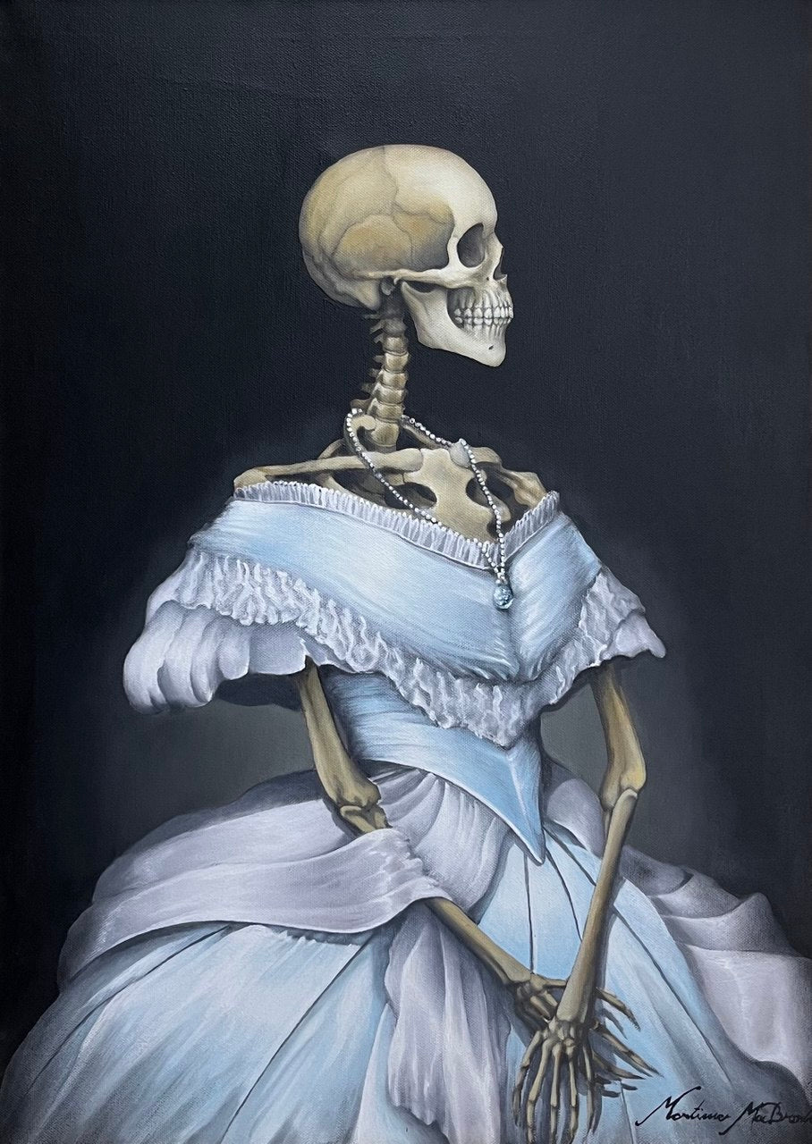 Tod im Kleid von Mortimer - Original Gemälde auf Leinwand im Echtholzrahmen