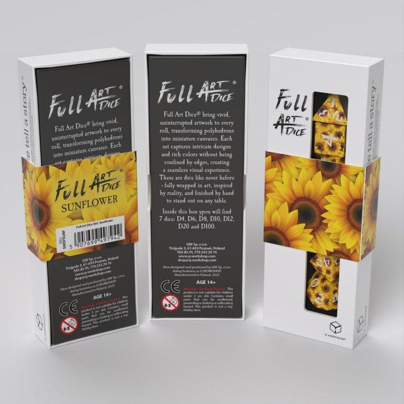 q-workshop-full-art-dice-pen-paper-wuerfel-set-sunflowers-7-stueck-1 - Utopia Collectibles