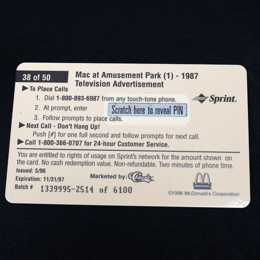 Telefonkarte - Mc Donalds Mac at Amusement Park - 2 USD - Auflage 6100 Stück