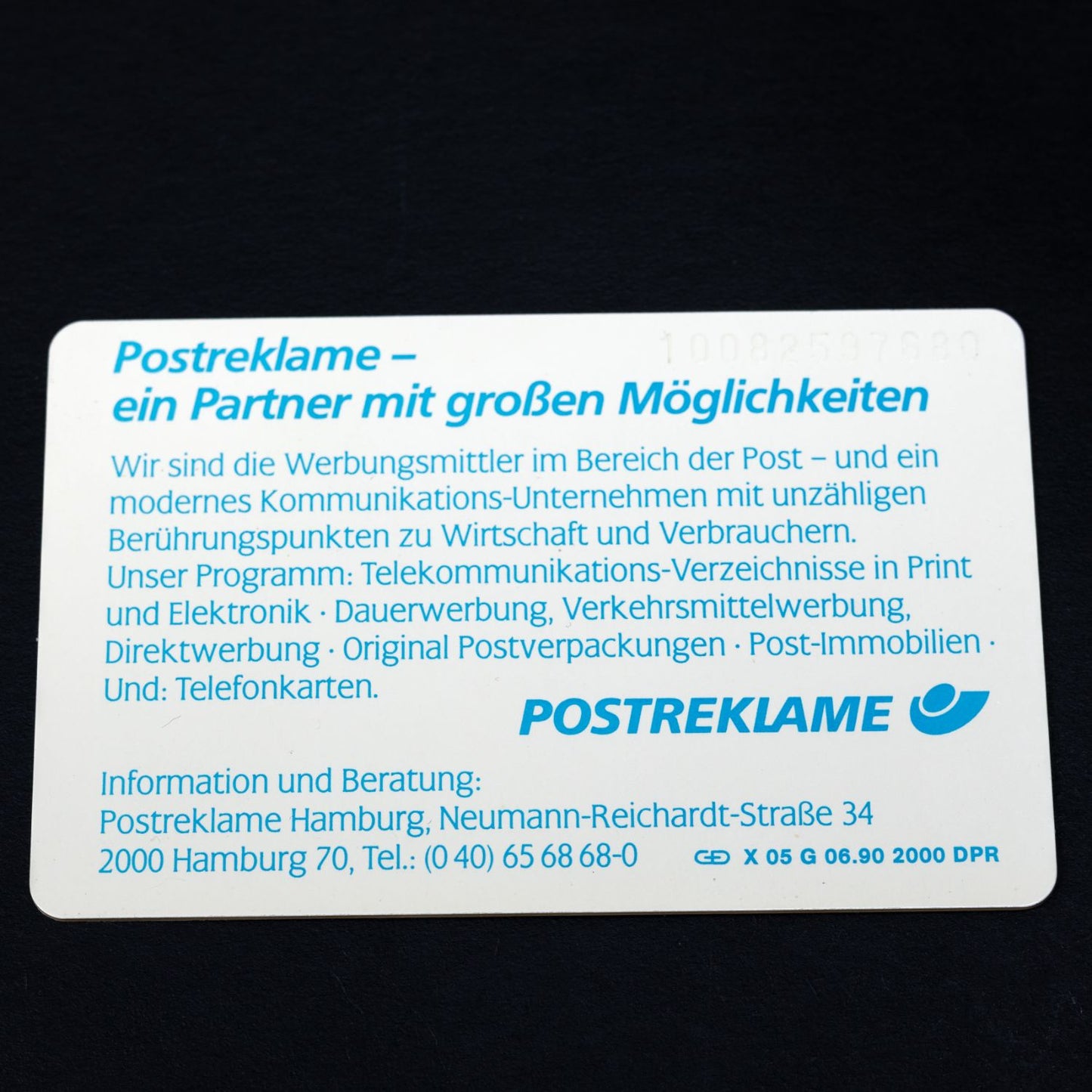 Telefonkarte - Postreklame - X 05 G 06.90 2000 DPR - Auflage 2000 Stück