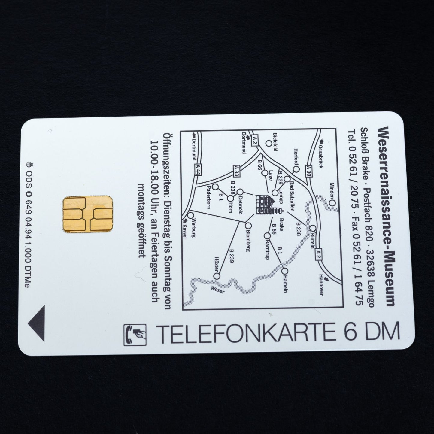 Telefonkarte - Schloß Brake - ODS O 649 04.94 1.000 DTMe - Auflage 1000 - RAR