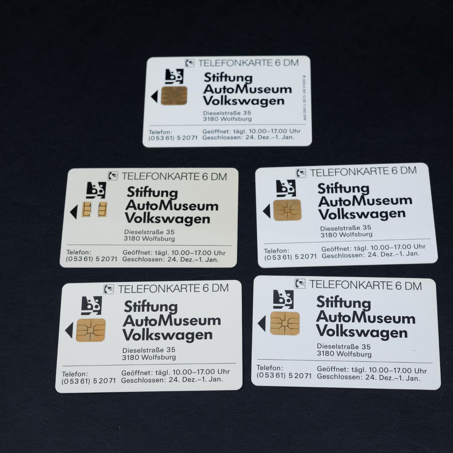 VW Telefonkarten - Stifung Auto-Museum Volkswagen - 5 Stück (1x Holografisch)