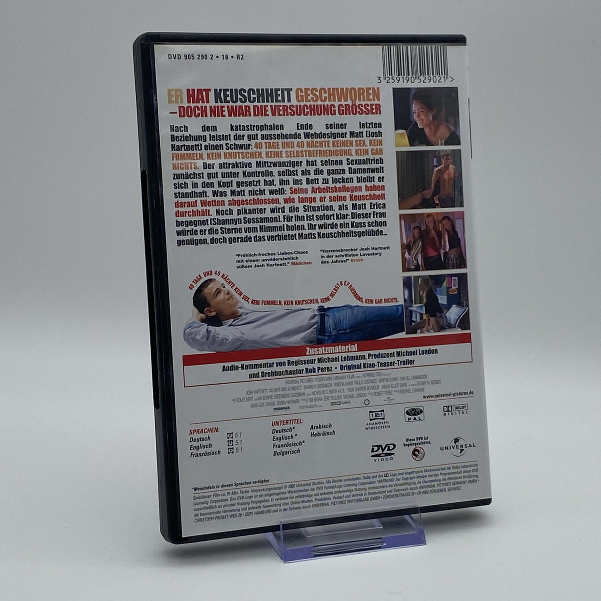 40 Tage und 40 Nächte - Josh Hartnett - Wende-Cover - DVD - Zustand Sehr Gut
