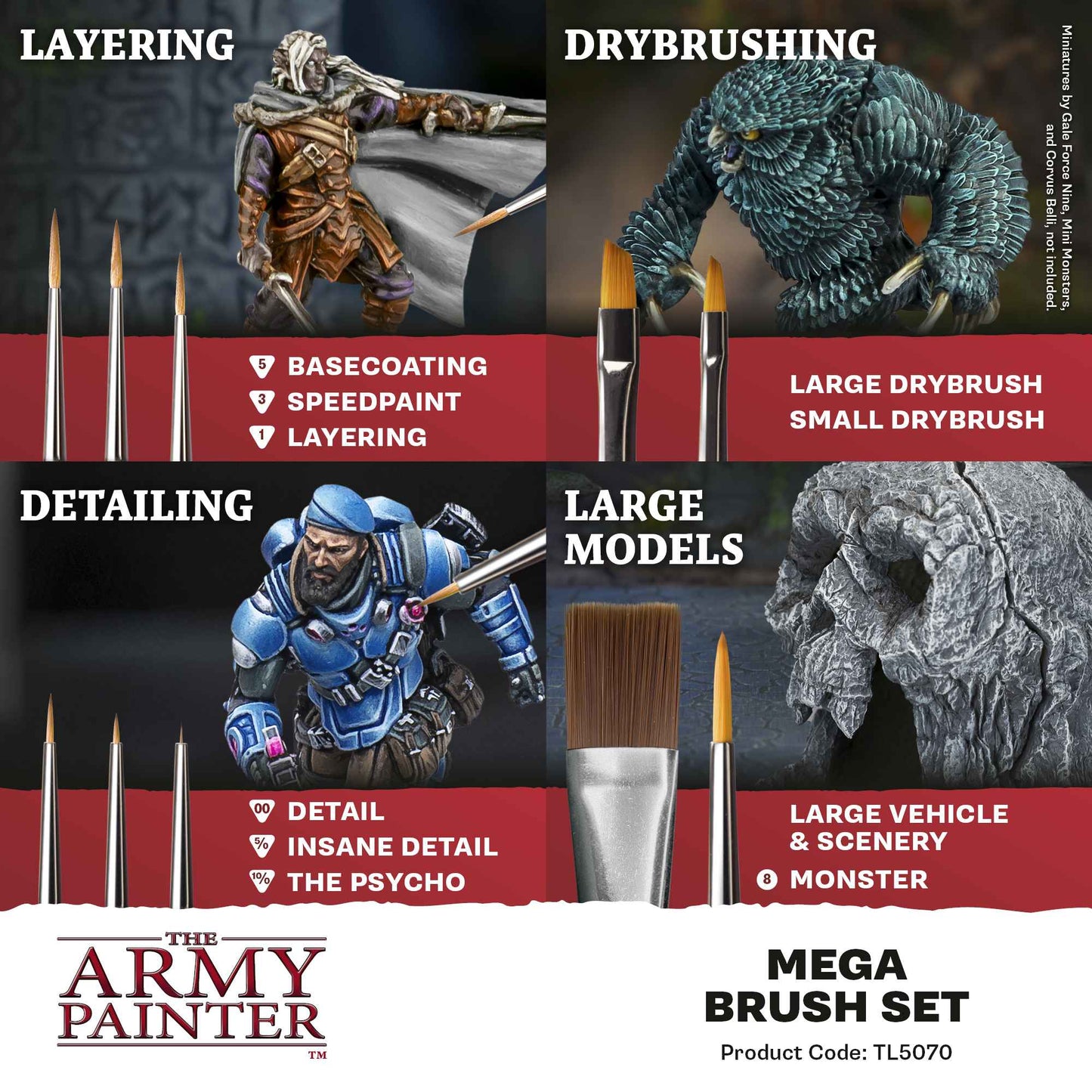 The Army Painter - Mega Brush Set - 10 Tabletop Warhammer Miniaturen Pinsel