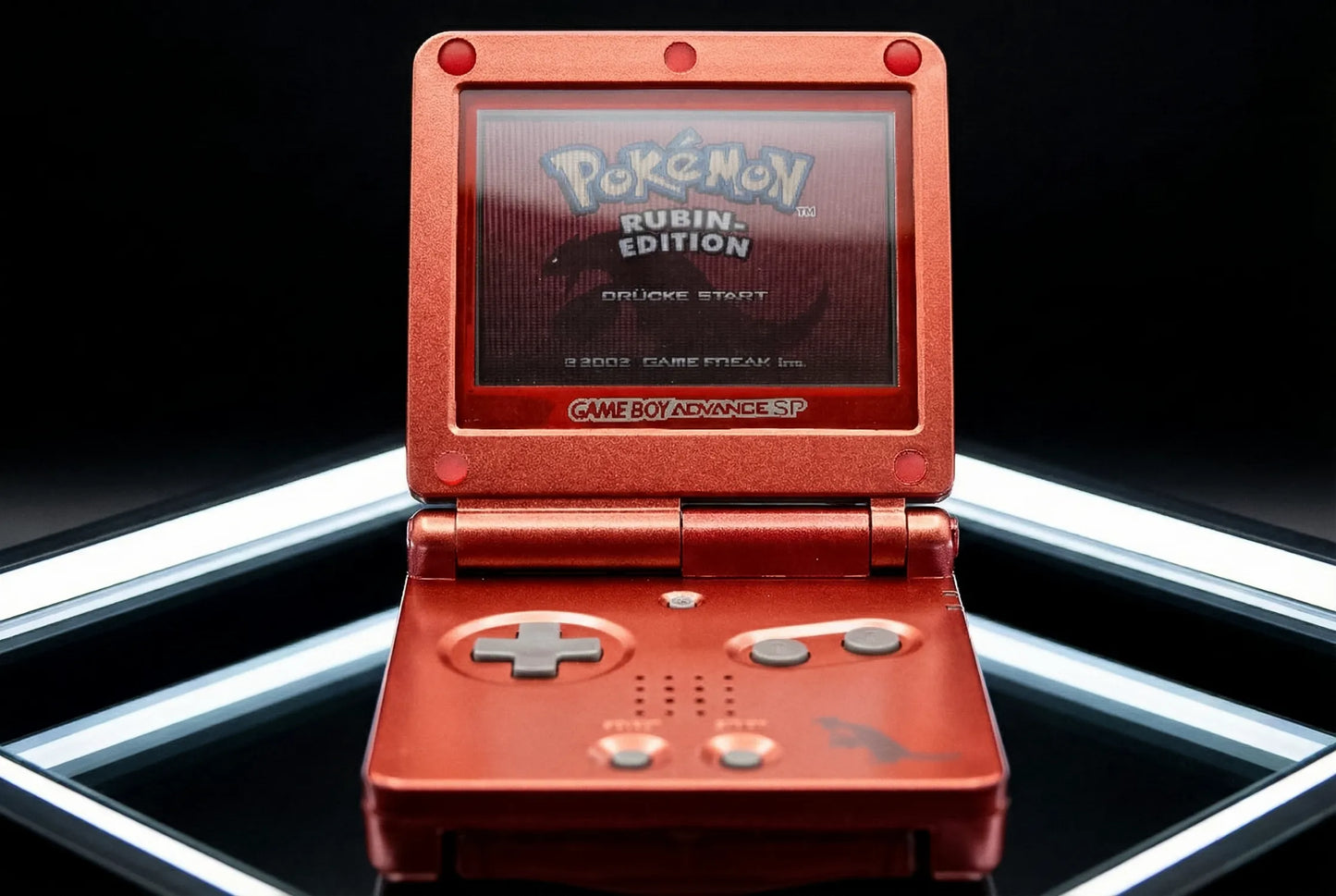Nintendo Gameboy Advance SP Rubin Edition Set neues Gehäuse neue Displayscheibe