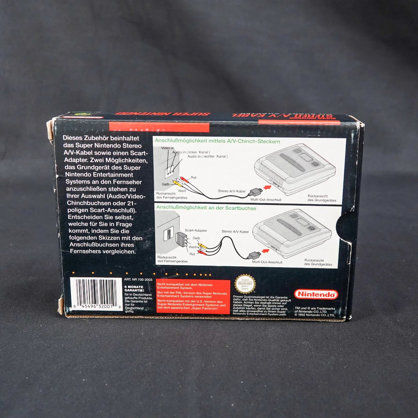 Super Nintendo SNES Stereo A/V Kabel mit Scart Adapter - CiB in OVP - Gebraucht