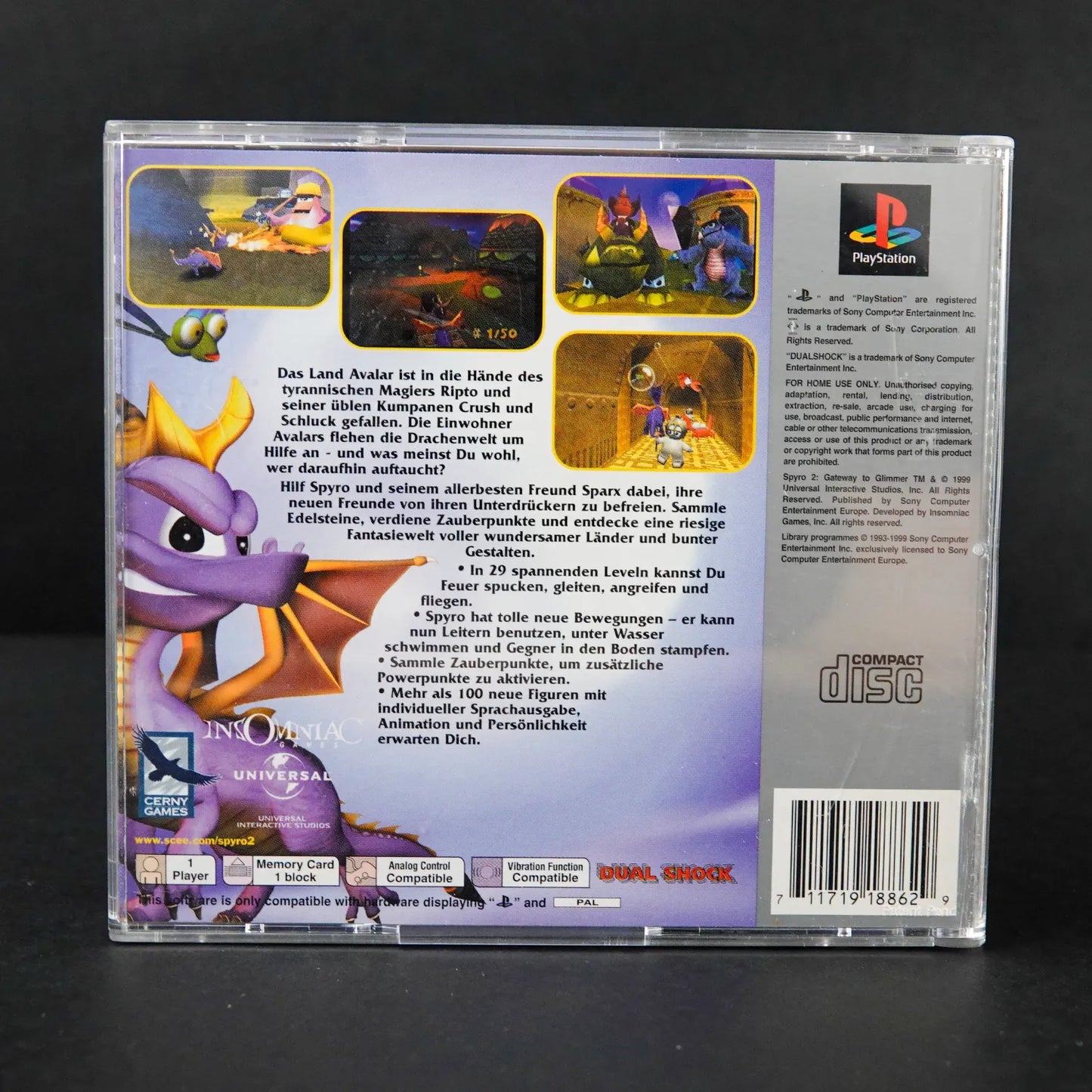 Spyro 2: Gateway to Glimmer - Playsation PS1 Platinum - CiB - Deutsch Gebraucht