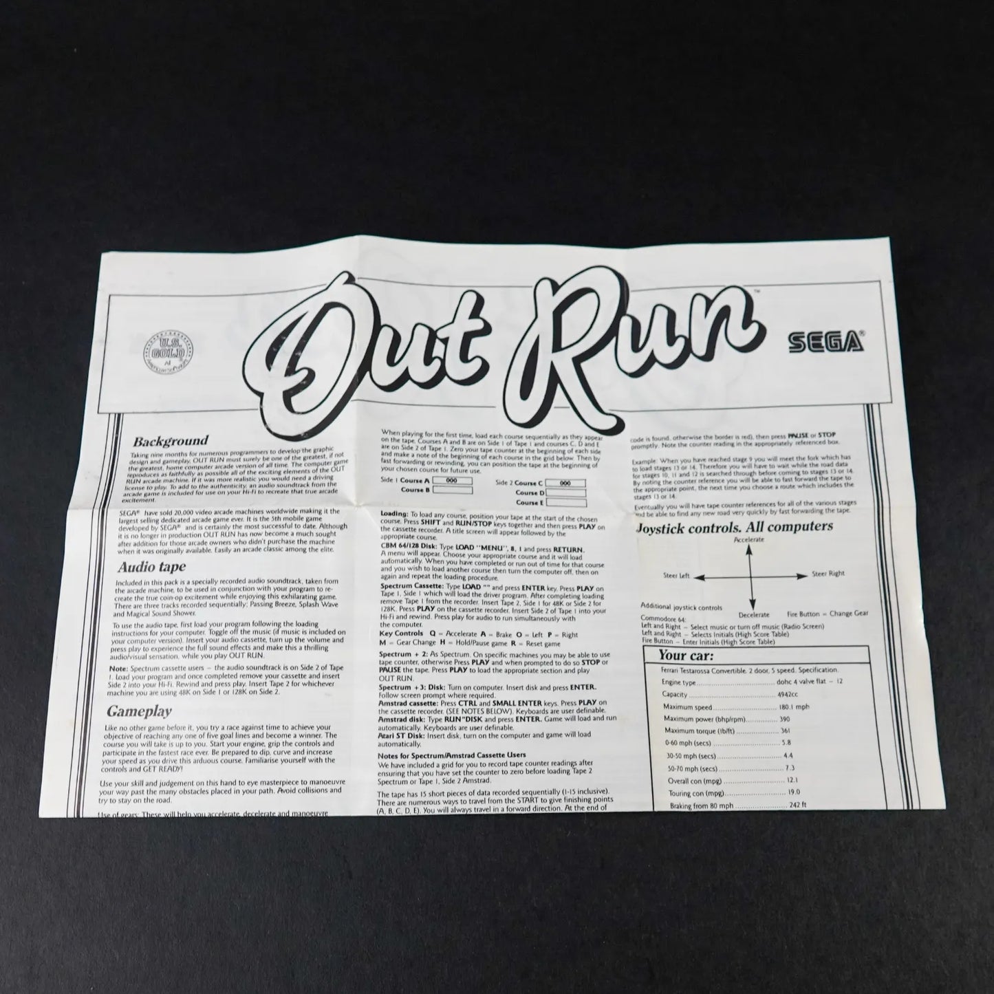 Sega Out Run - CBM Commodore 64 C64 / 128 Diskette - CiB Komplett - Englisch