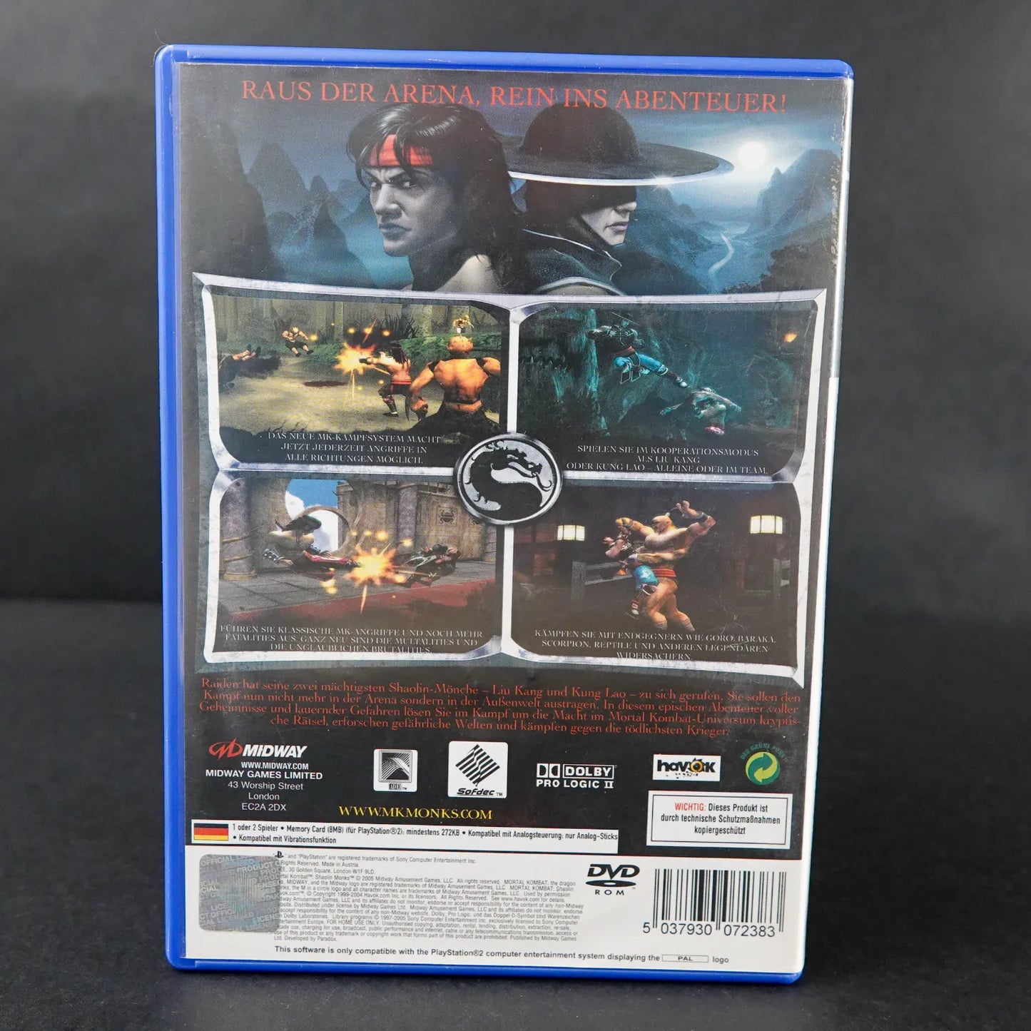 Mortal Kombat Shaolin Monks - Playstation 2 PS2 - PAL Deutsch Gebraucht - FSK18