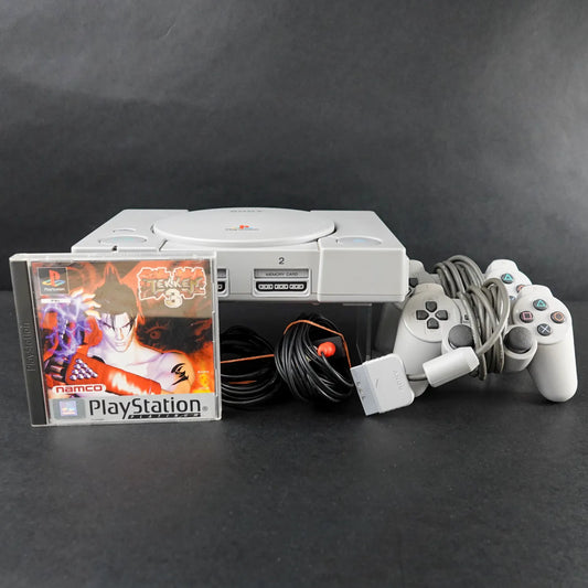 Playstation Bundle: PS1 Konsole + Controller + Tekken 3 Platinum CiB - Getestet