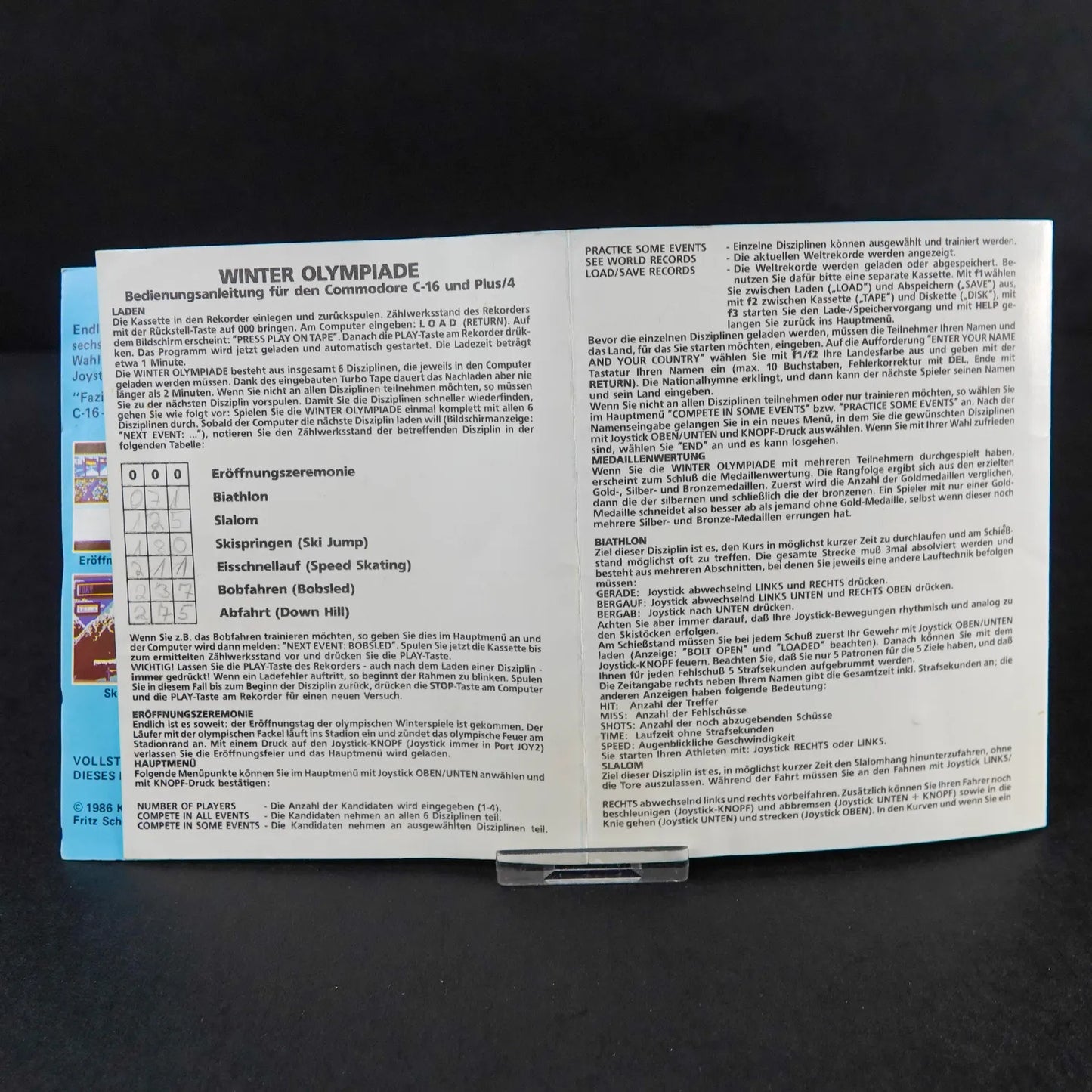 Winter Olympiade - Commodore 16 C16 Plus / 4 Datassette - CiB Komplett - Deutsch