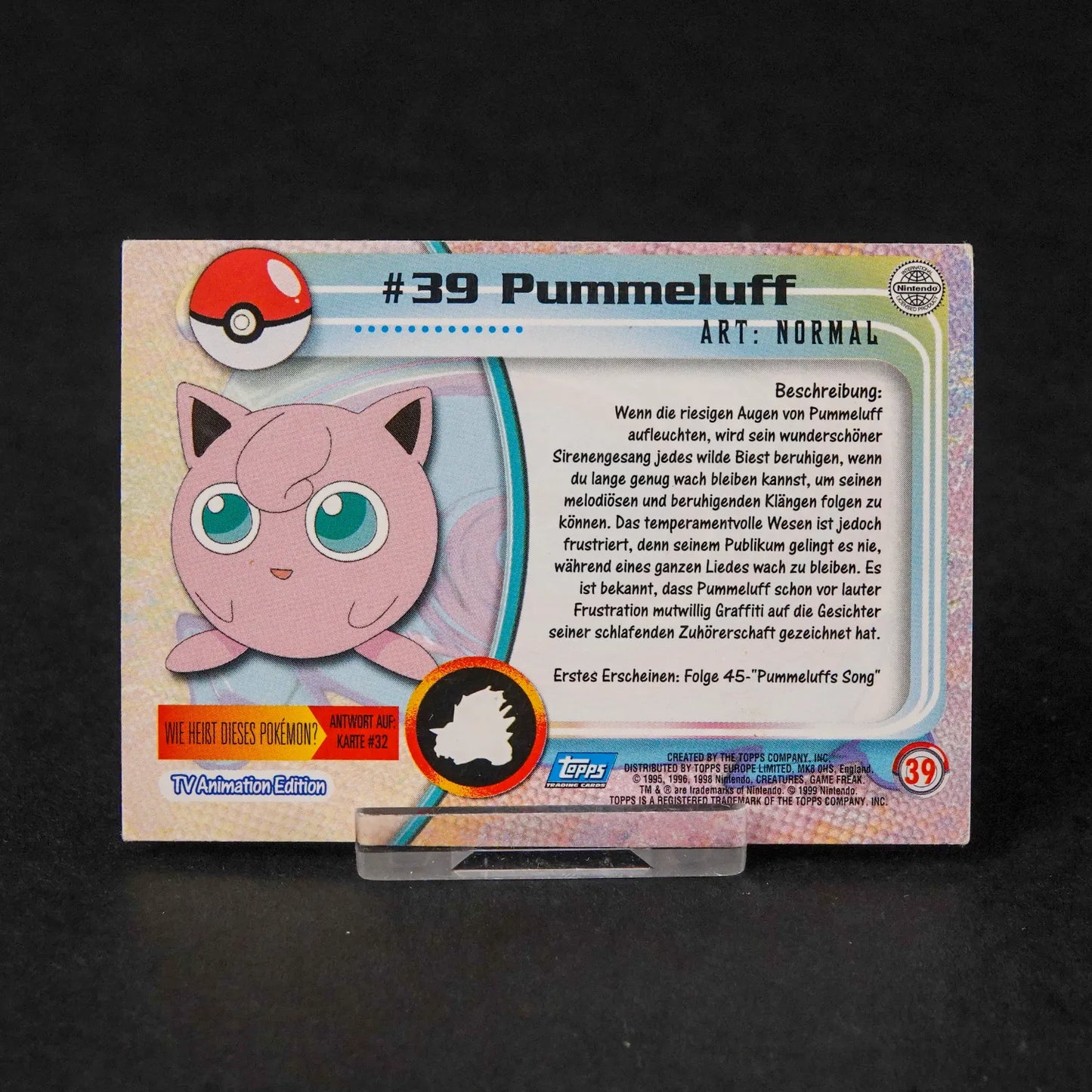 Pokémon topps TCG - TV Animation Edition - #39 Pummeluff - Deutsch - NM