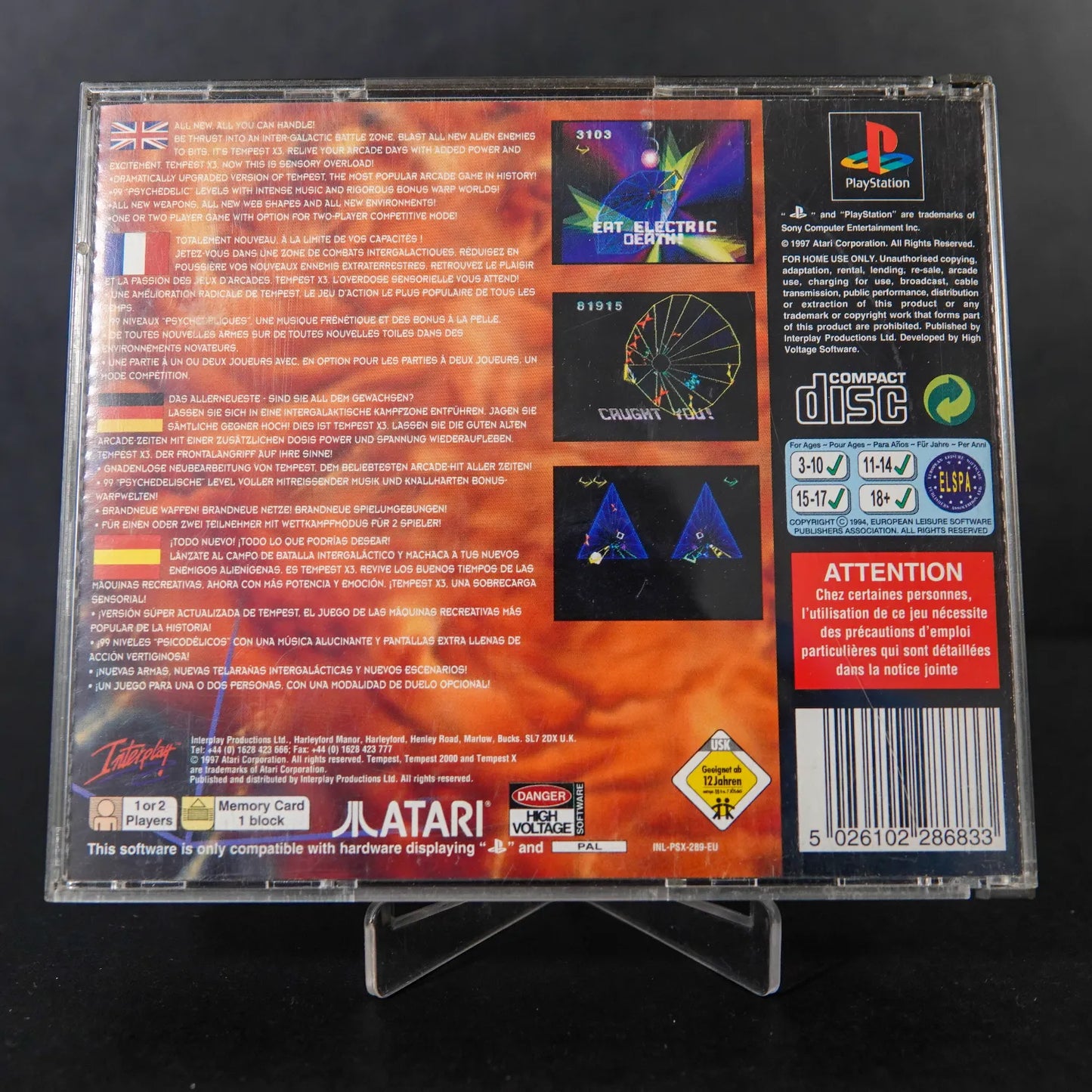 Tempest X3 - Playstation PS1 Black Label - Komplett CiB - PAL - Zustand Sehr Gut