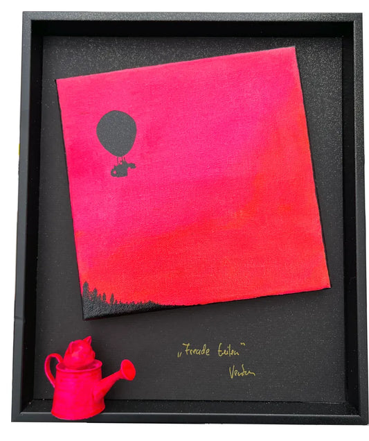 Freude teilen von Ventus - Mischtechnik auf Karton - In Schattenfugen Rahmen