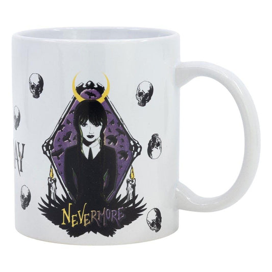 Wednesday- Addams-Family- Tasse- Nevermore- 325-ml- Gothic- Schwarz-Wei- x-str75978 - Utopia Collectibles