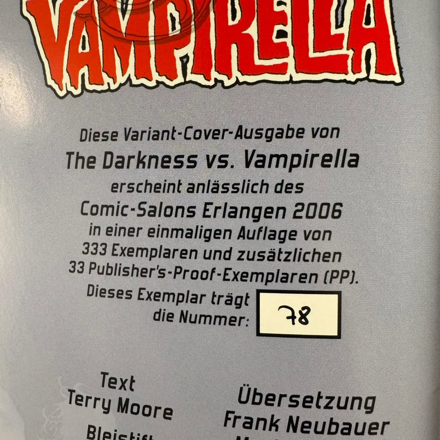 The Darkness / Vampirella (2006) - Comic Salon Variant Cover - Limited 78/333
