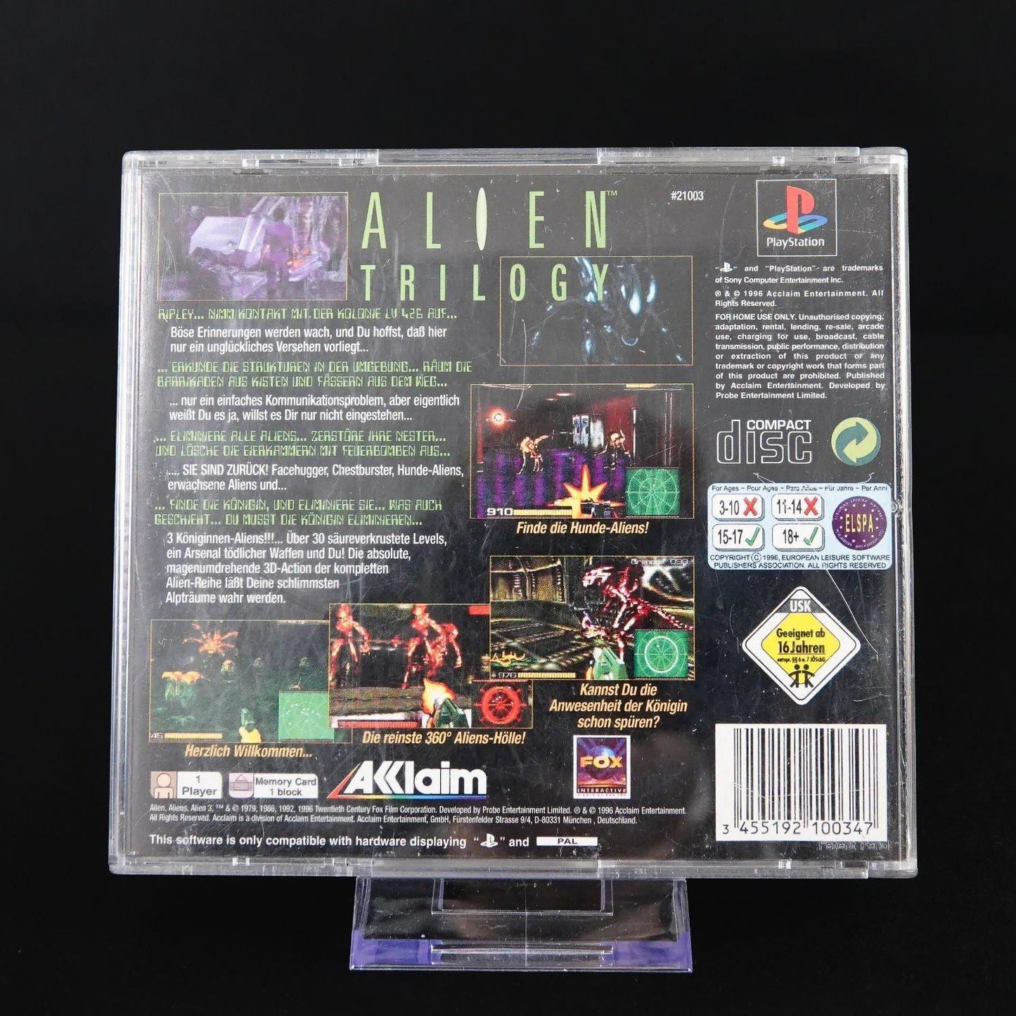 Alien Trilogy - Playstation PS1 Spiel - PAL - CiB mit Anleitung - Zustand Gut