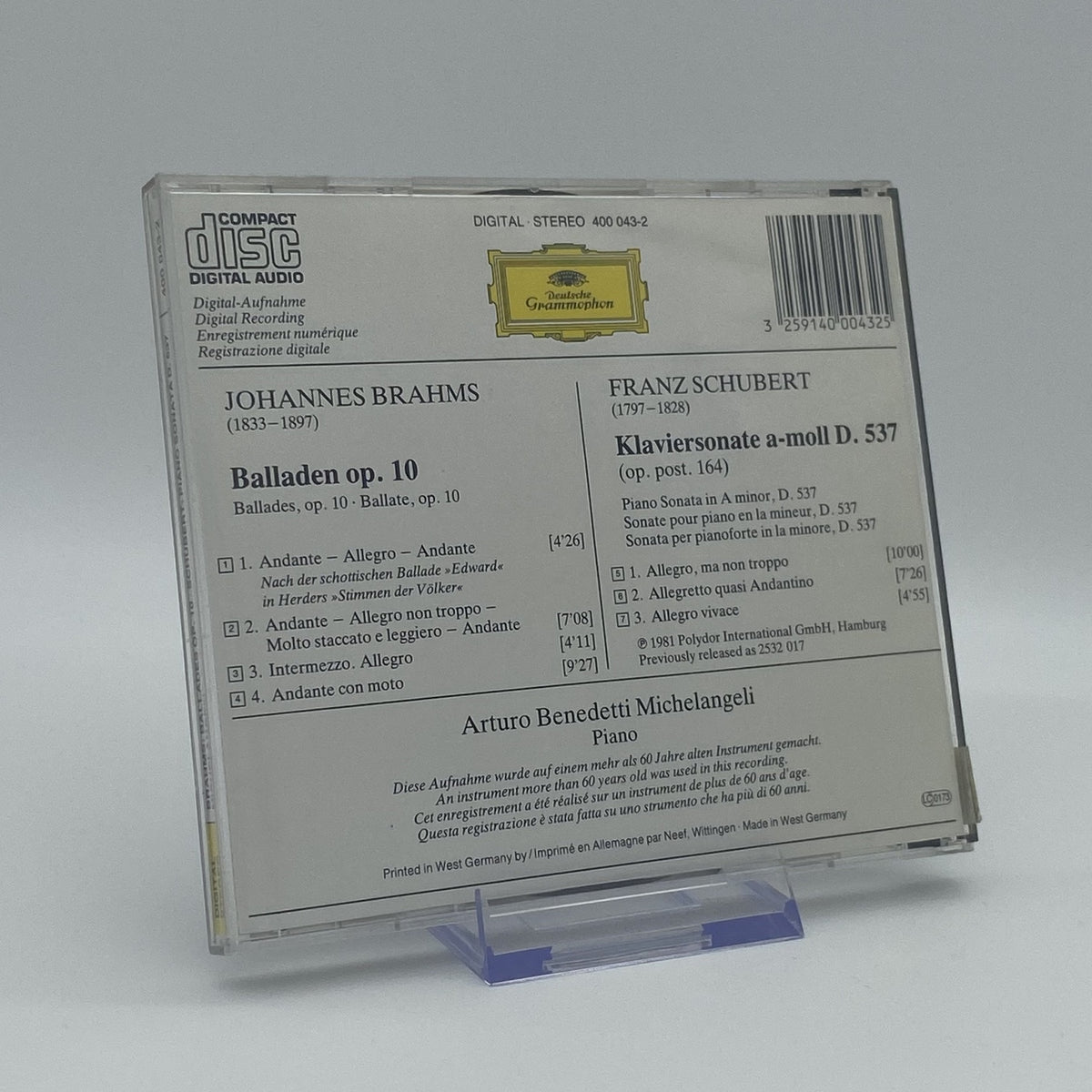 Arturo Benedetti - Brahms - 4 Balladen Op. 10 / Schubert - CD - Gebraucht