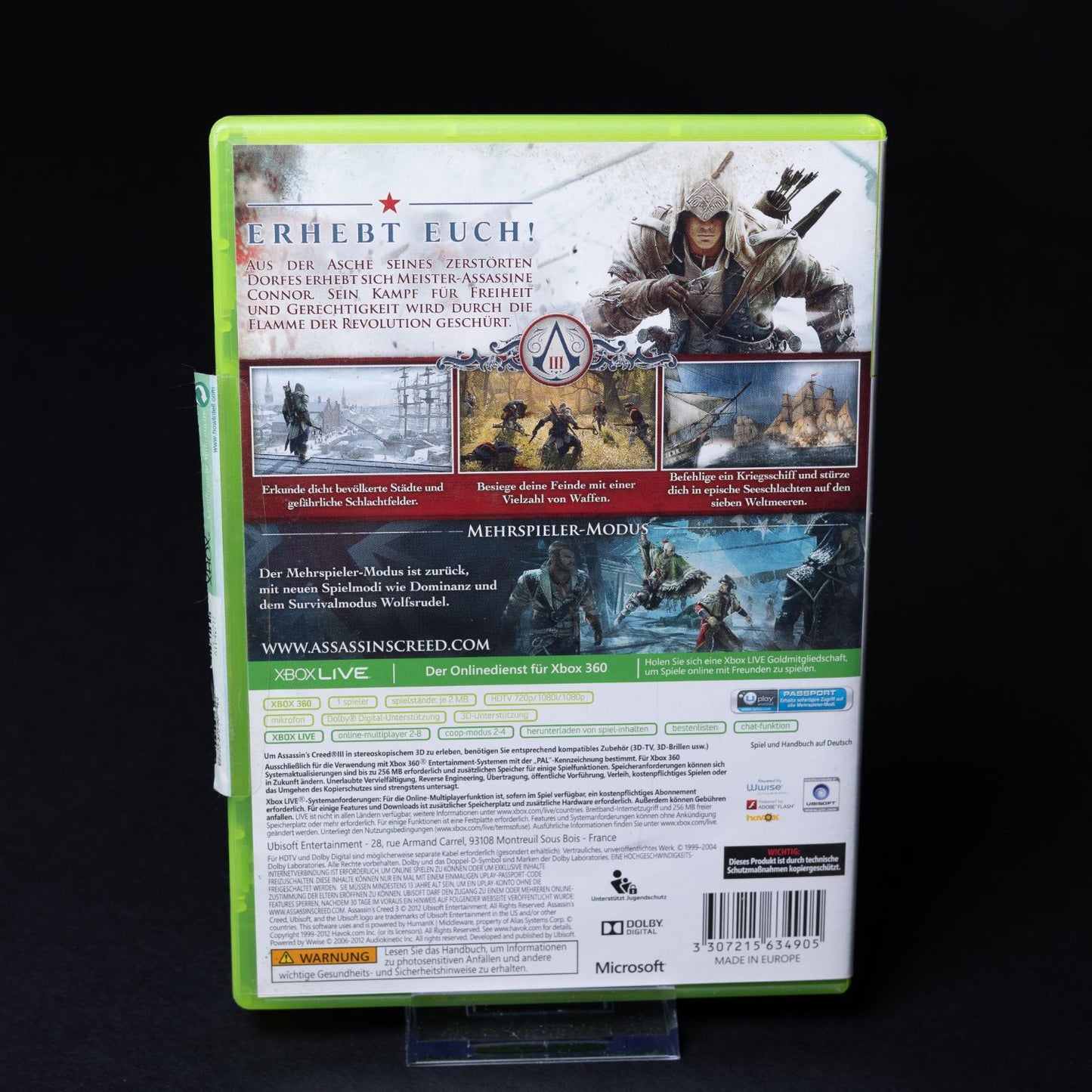 Assassin's Creed III - XBOX 360 Spiel PAL - CiB mit Anleitung - Zustand Sehr Gut