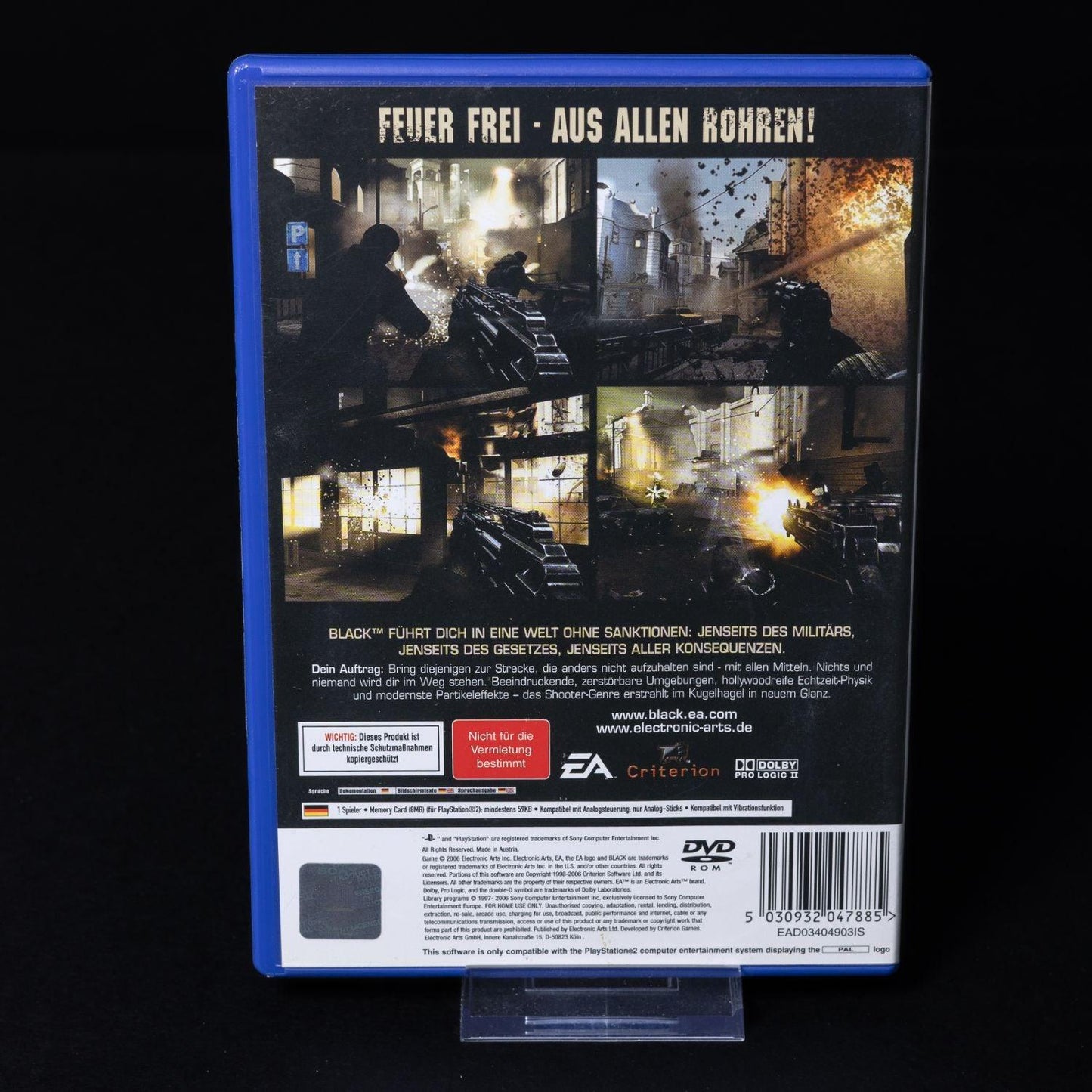 Black - Playstation 2 PS2 - PAL - Mit Anleitung - Zustand Sehr Gut