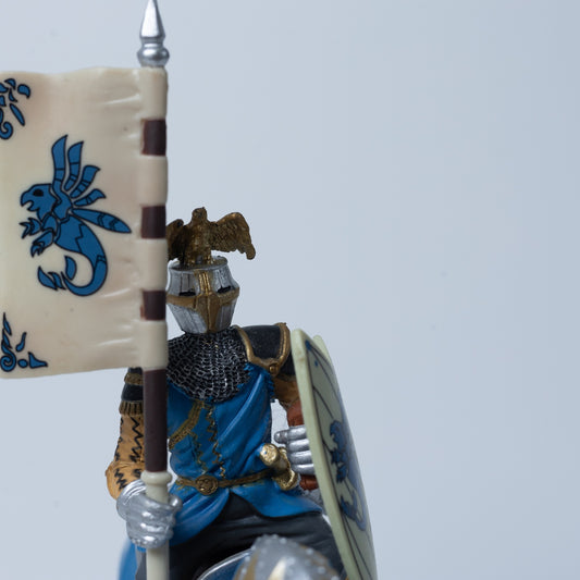Bully / Bullyland Ritter mit Pferd - Mittelalter Bannerträger - Zustand Sehr Gut