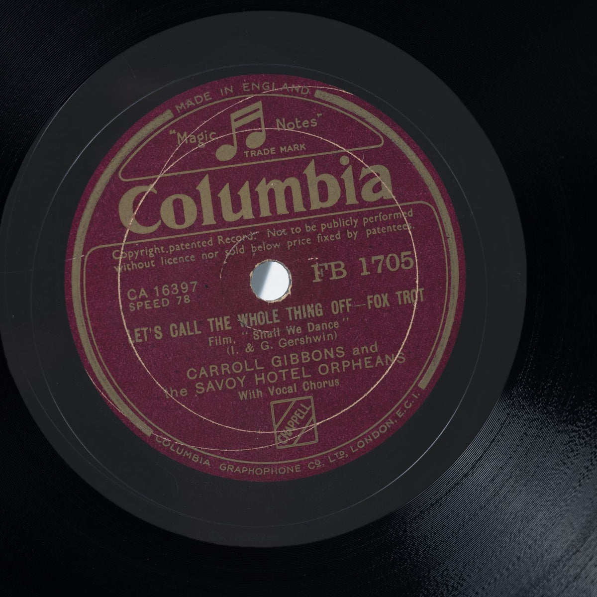 Carroll Gibbons - Let's Call The Whole Thing Off/Shall We Dance - Shellack - G+