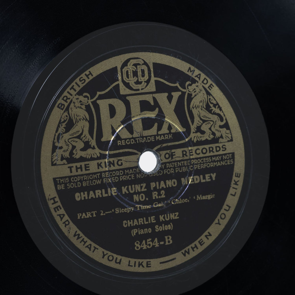 Charlie Kunz - Charlie Kunz Piano Medley No. R.2 - Shellack Platte 1935 - G