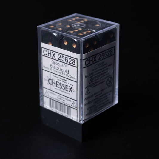 Chessex Würfel-Set - 12 Stück (25628) - W6 - Black / Gold