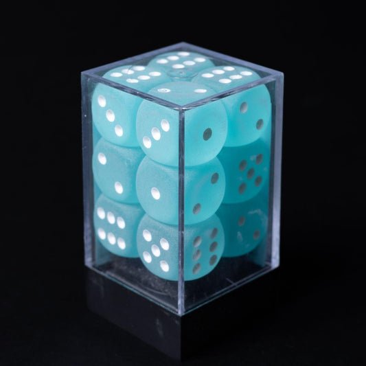 chessex-wuerfel-set-12-stueck-27605-w6-frosted-teal-white-1 - Utopia Collectibles