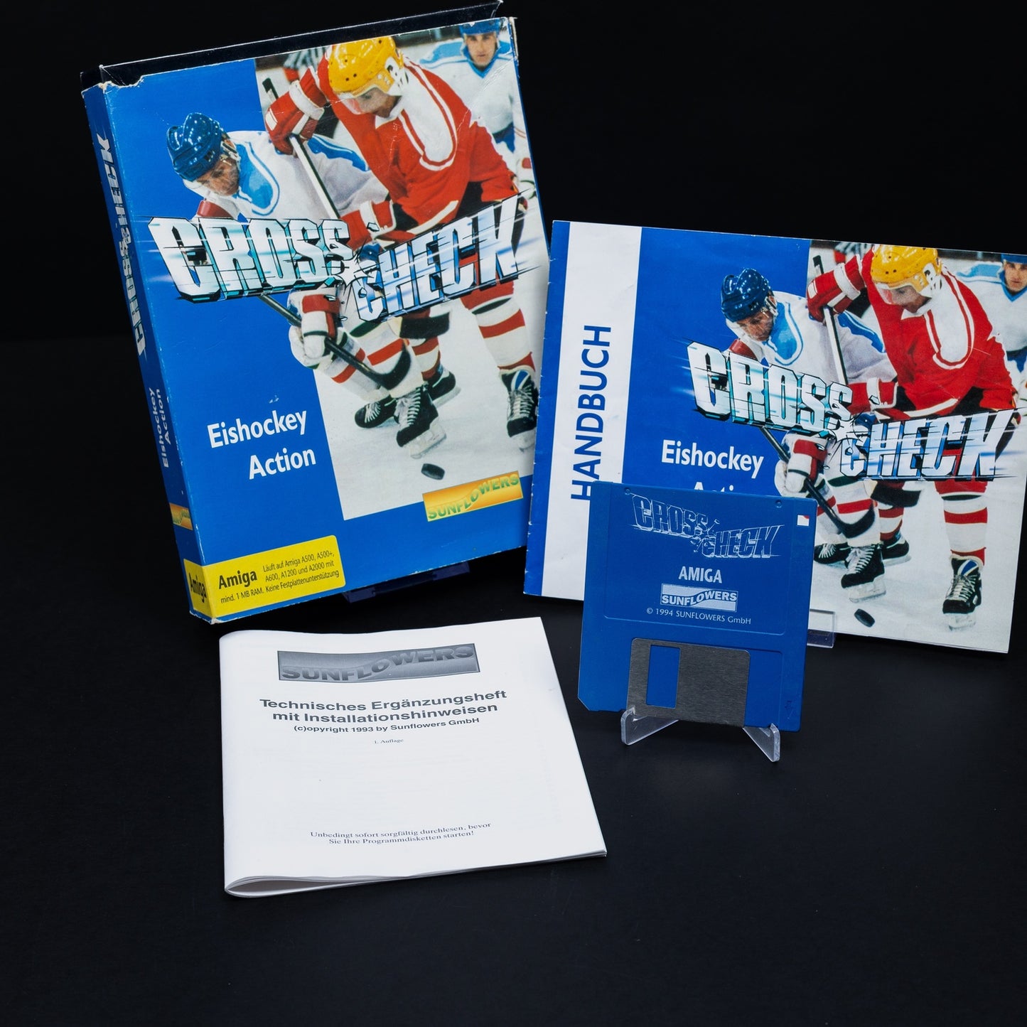 Crosscheck - Amiga Eishockey Spiel - Big Box CiB - Zustand Gut