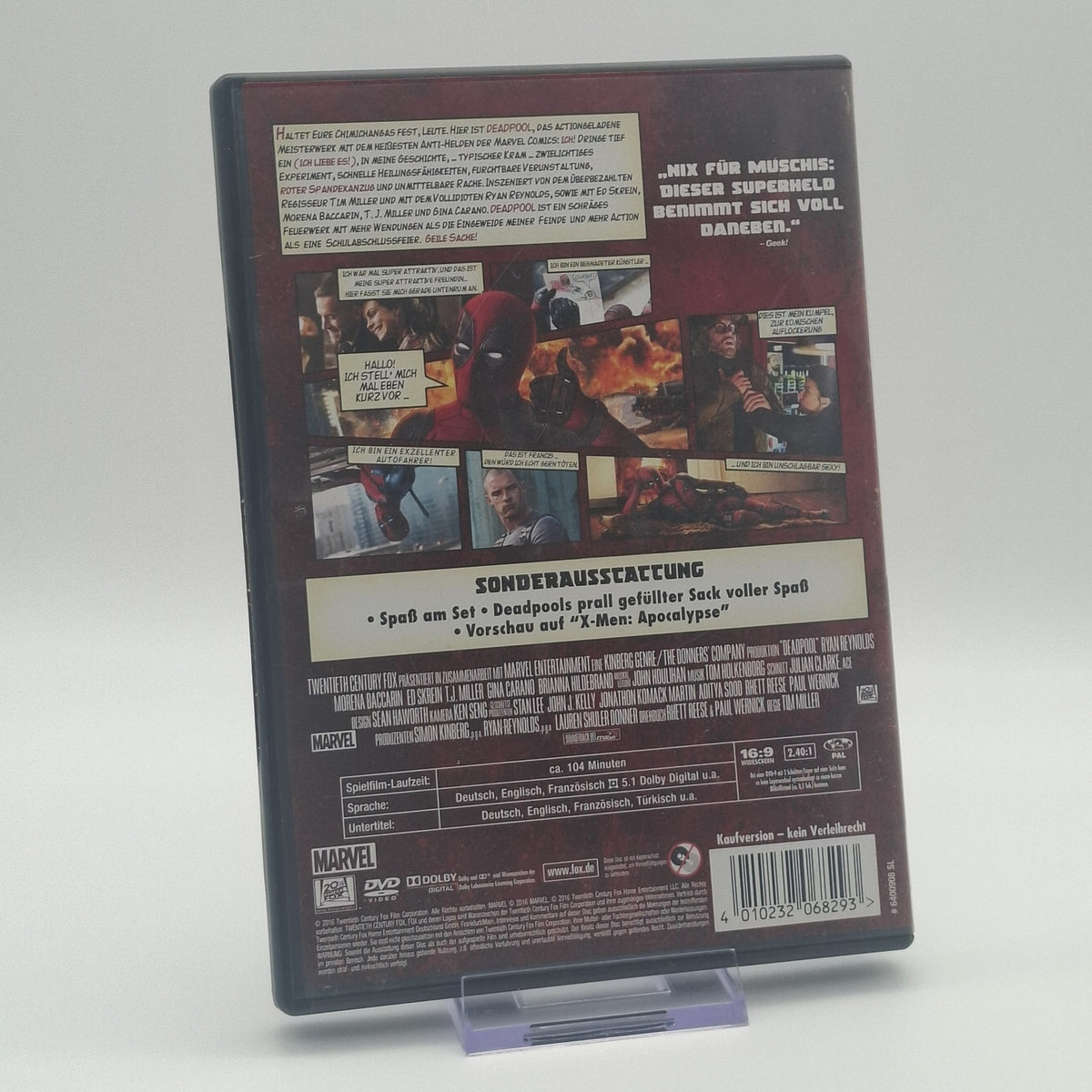 Deadpool - Ryan Reynolds - 2016 - Marvel Film - DVD - Zustand Sehr Gut