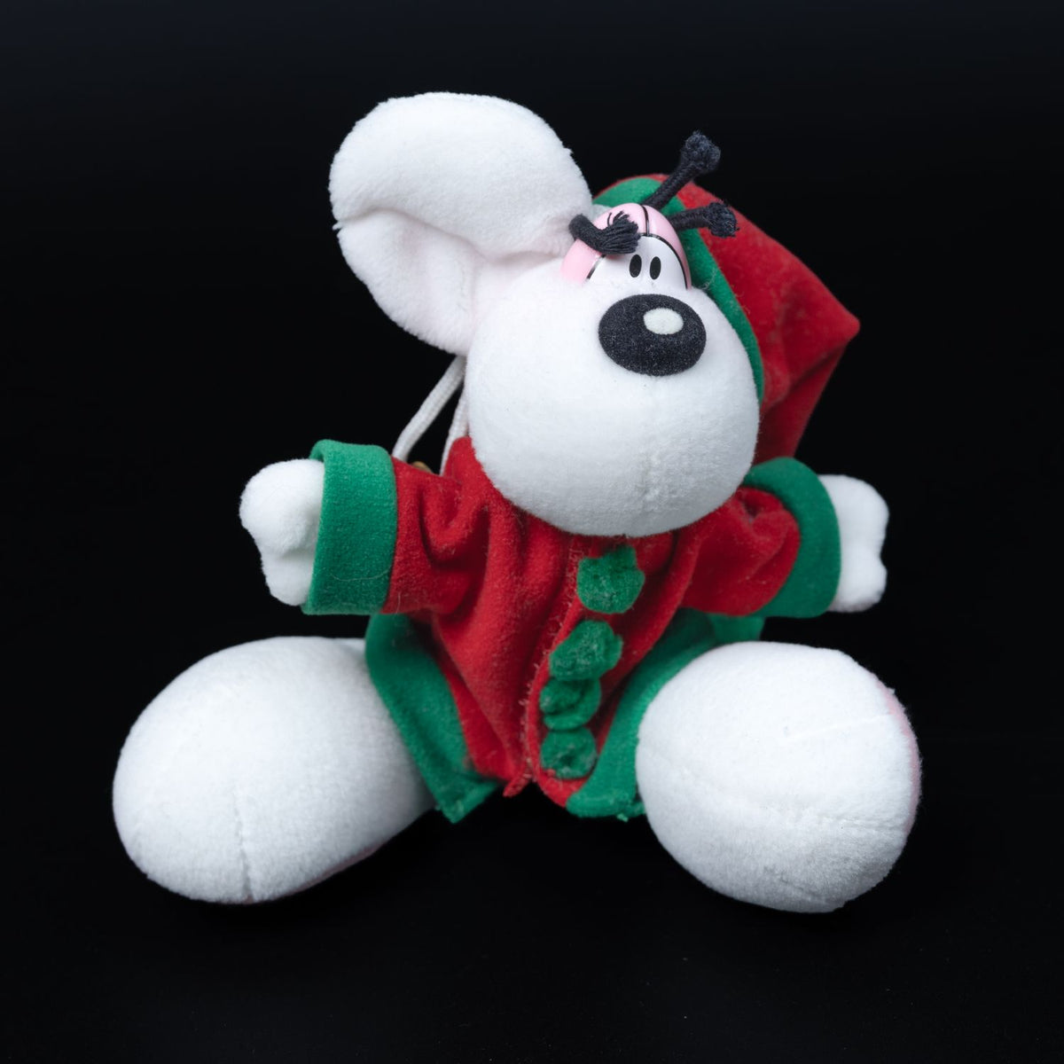 Diddl Plüsch-Maus - Weihnachts-Wichtel - Rot/Grün - 12 cm mit Saugnapf