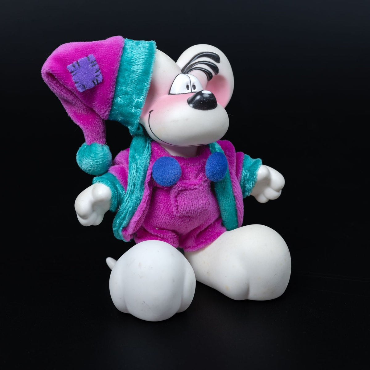 Diddl Sammel-Figur - Maus mit lila Schlafmütze & Morgenmantel - Kunststoff