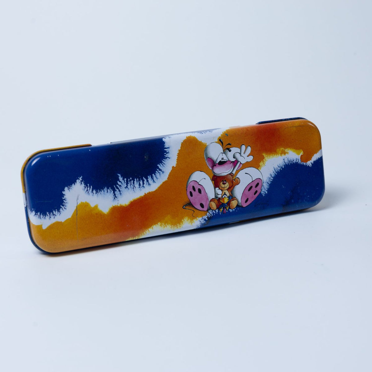 Diddl Stife-Box - Metall-Dose - Diddl Maus mit Teddy und Rabe - Blau / Orange