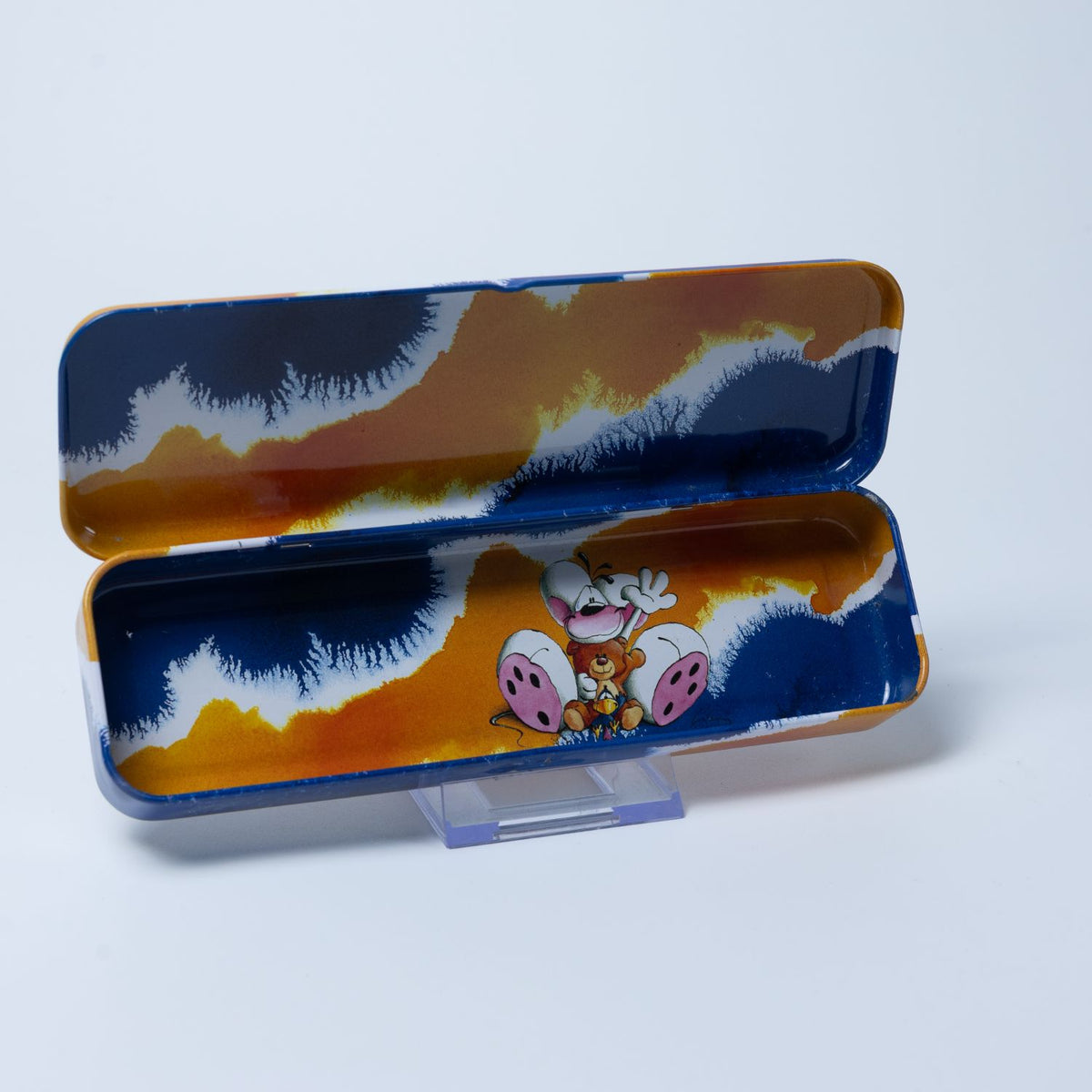 Diddl Stife-Box - Metall-Dose - Diddl Maus mit Teddy und Rabe - Blau / Orange