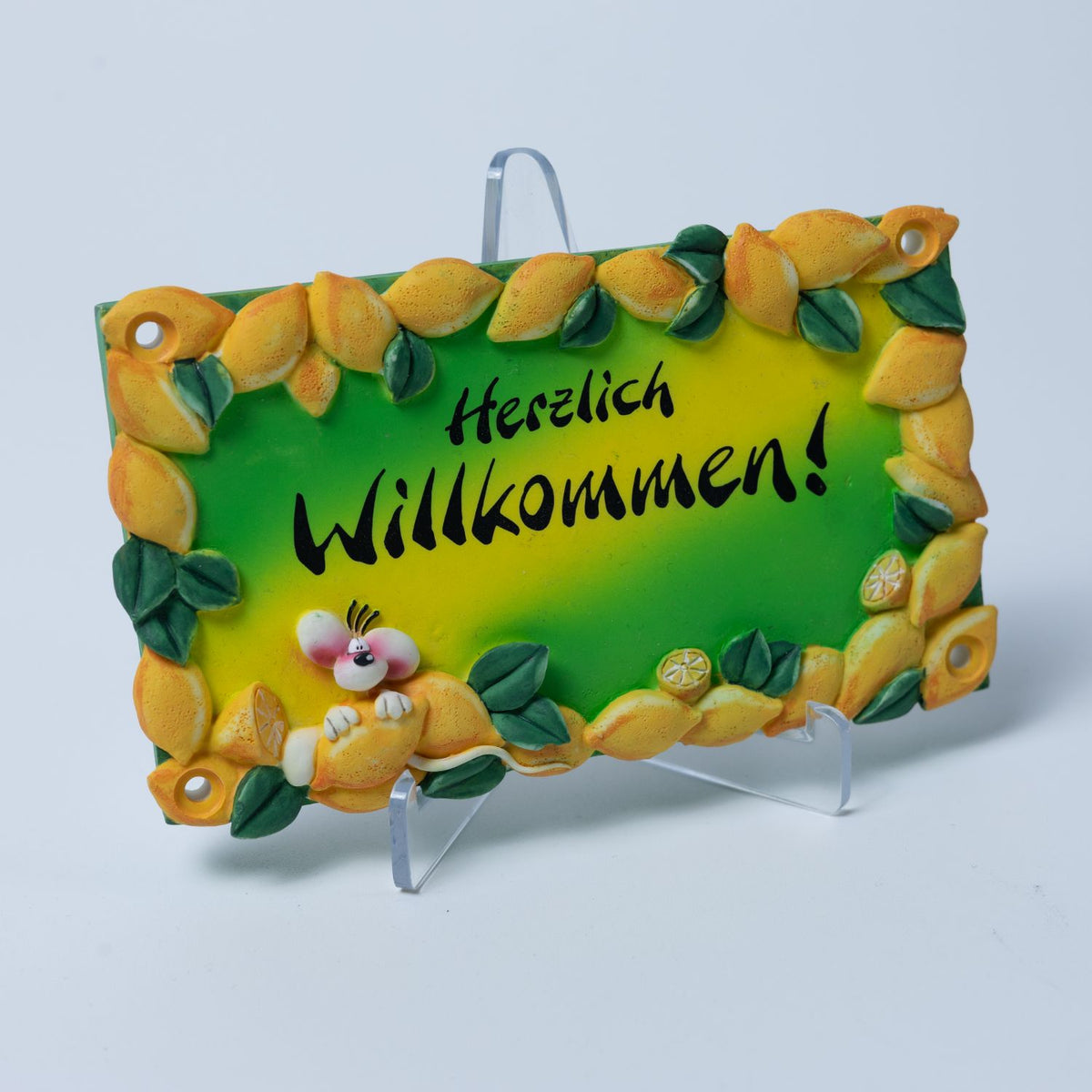 Diddl Türschild: Herzlich Willkommen / Zitronen - Selbstklebend & zum Schrauben