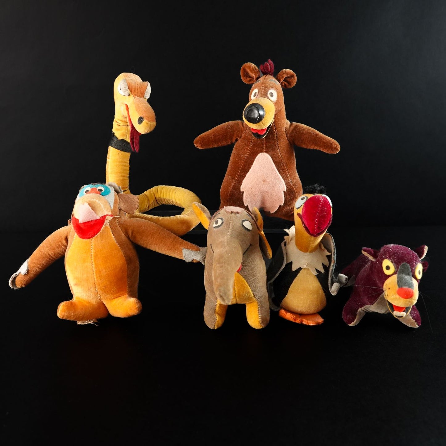 Disney Dschungelbuch Set (1966) – Stoff-Tiere Velveteen Rarität – MCMLXVI Japan