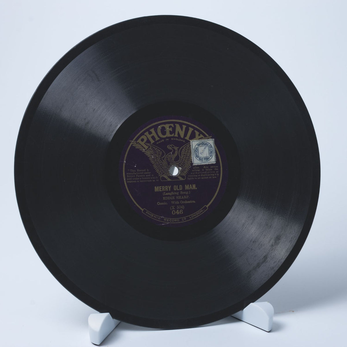 Eddie Sharp - Merry Old Man / The Row In The Pit - Shellack Platte 1913 - G