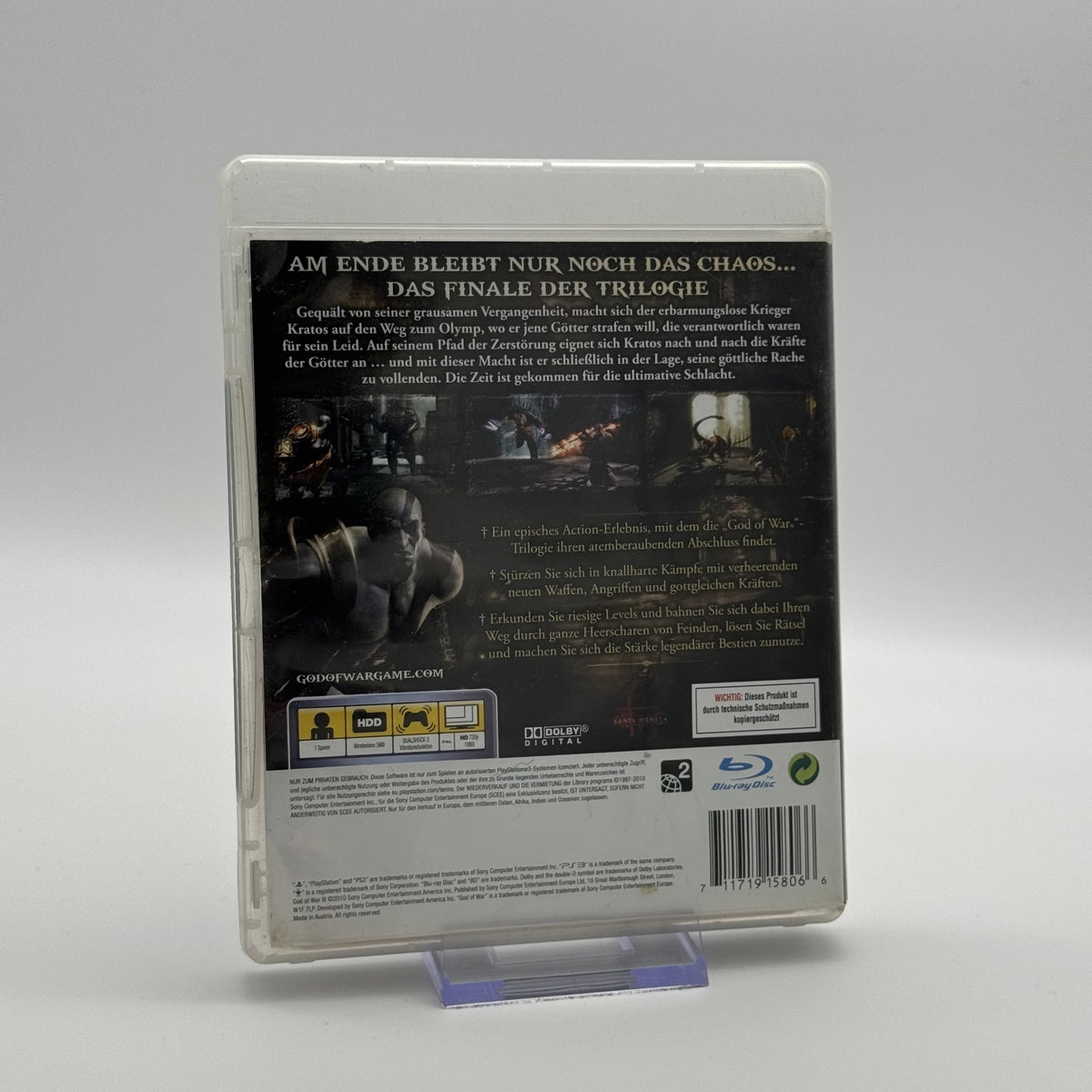 God of War III - Playstation 3 PS3 Spiel - PAL - Deutsch - Zustand Sehr Gut