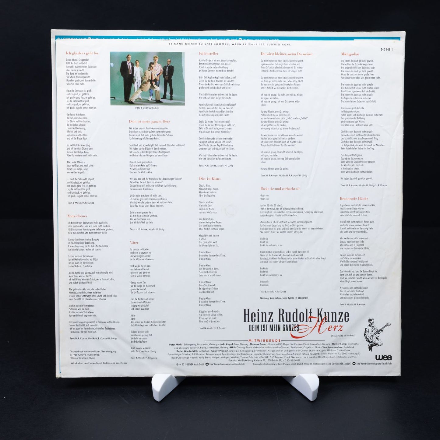 Heinz Rudolf Kunze – Dein Ist Mein Ganzes Herz - Vinyl LP Schallplatte - NM/VG+