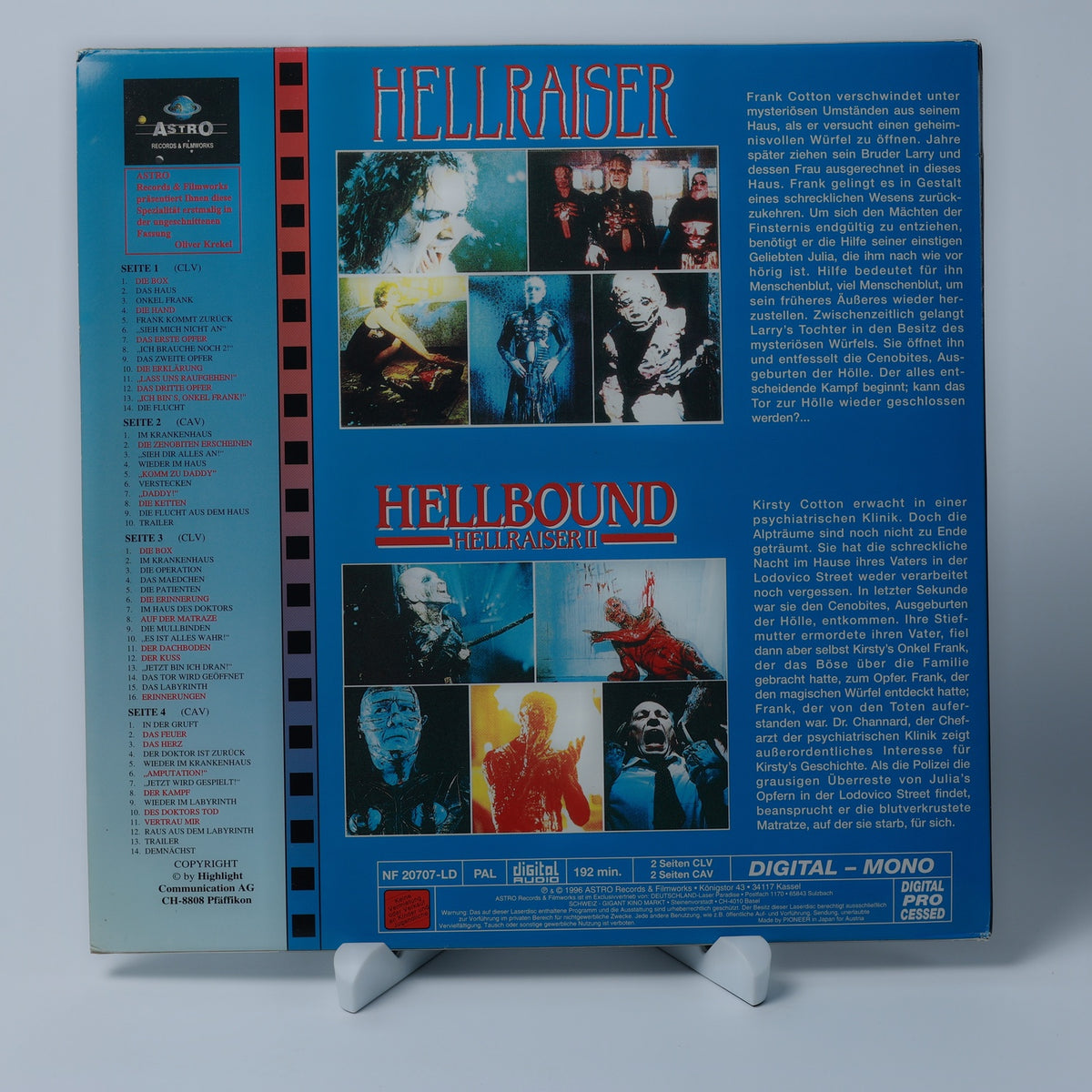 Hellraiser 1 & 2 - Limitierte Spezialedition - LaserDisc - Zustand Sehr Gut