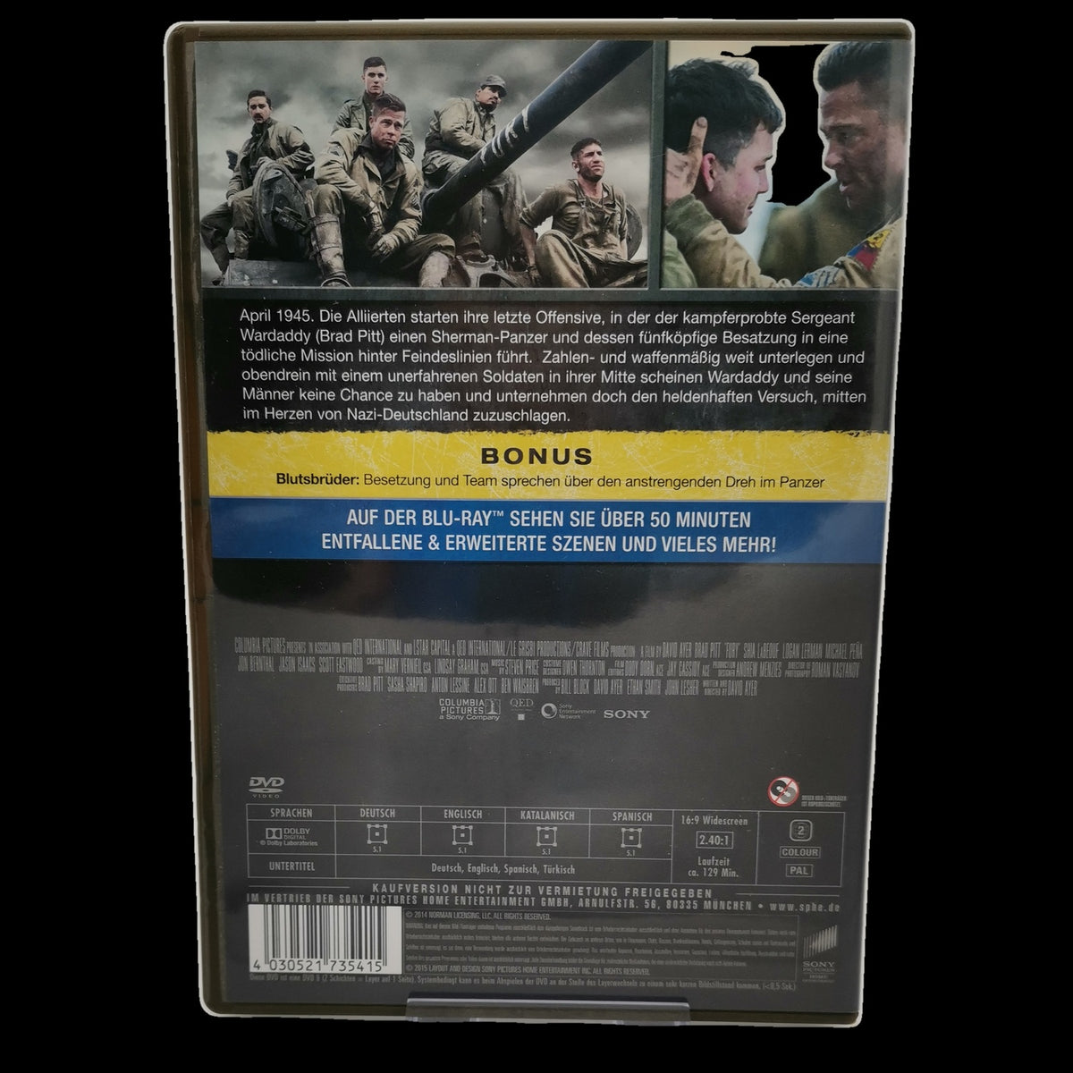 Herz aus Stahl - Brad Pitt - David Ayer - Fury - DVD - Kriegsfilm - Sehr gut